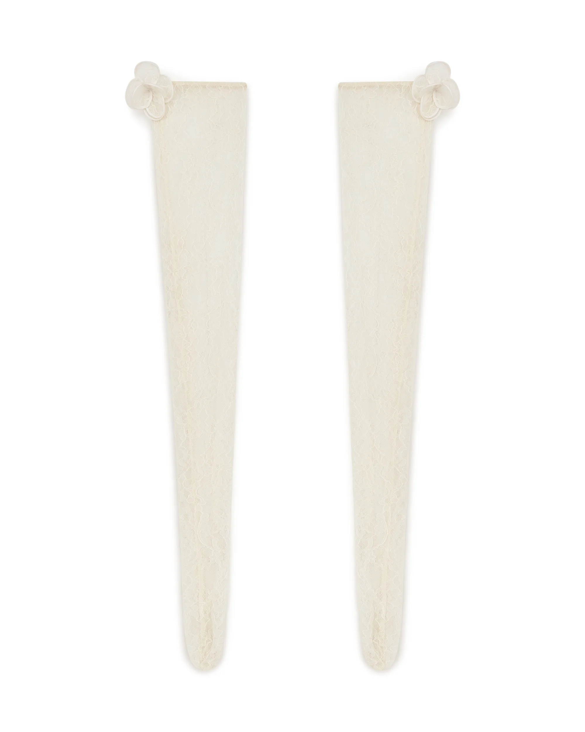 3D FLOWER LACE STOCKINGS IN WHITE