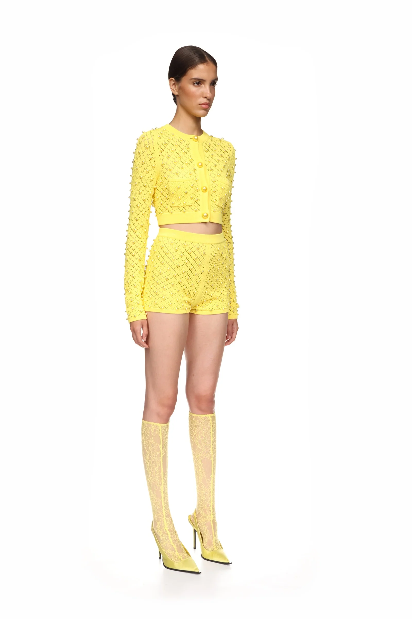PEARL EMBELLISHED KNIT SHORTS - Image 4