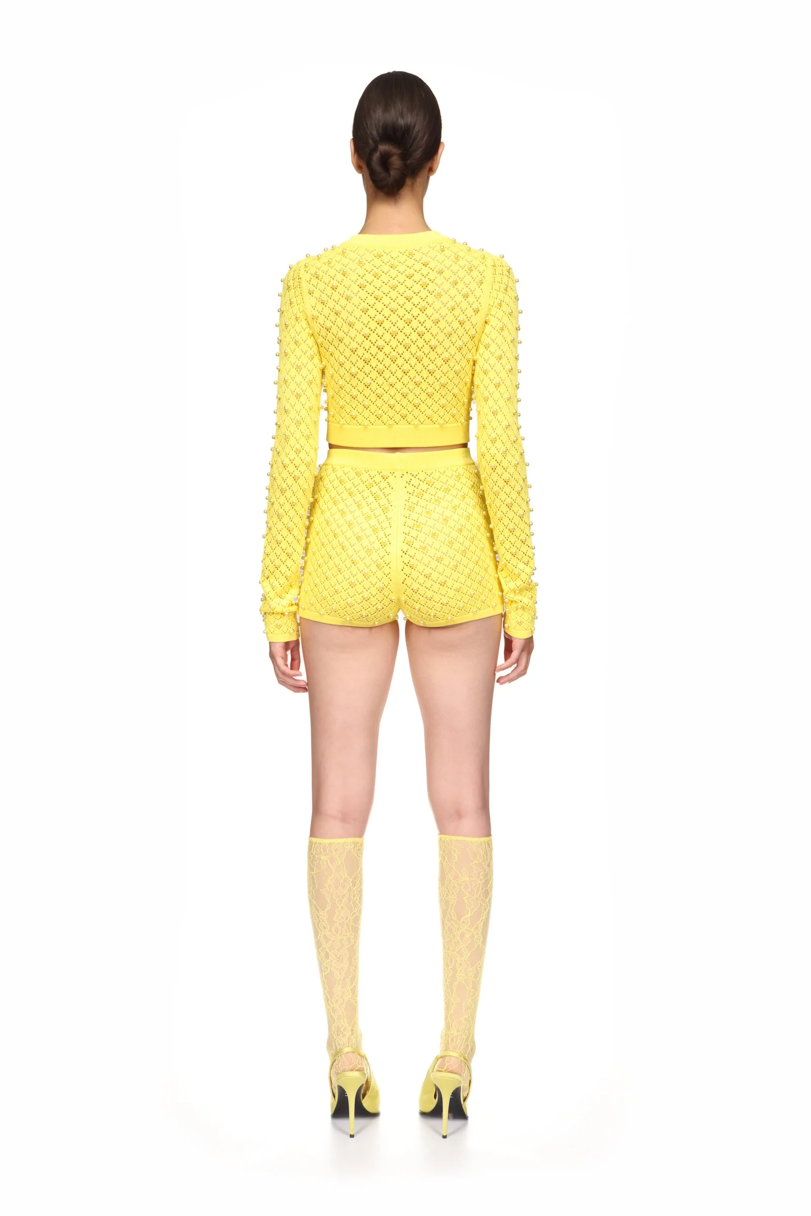 PEARL EMBELLISHED KNIT SHORTS - Image 5