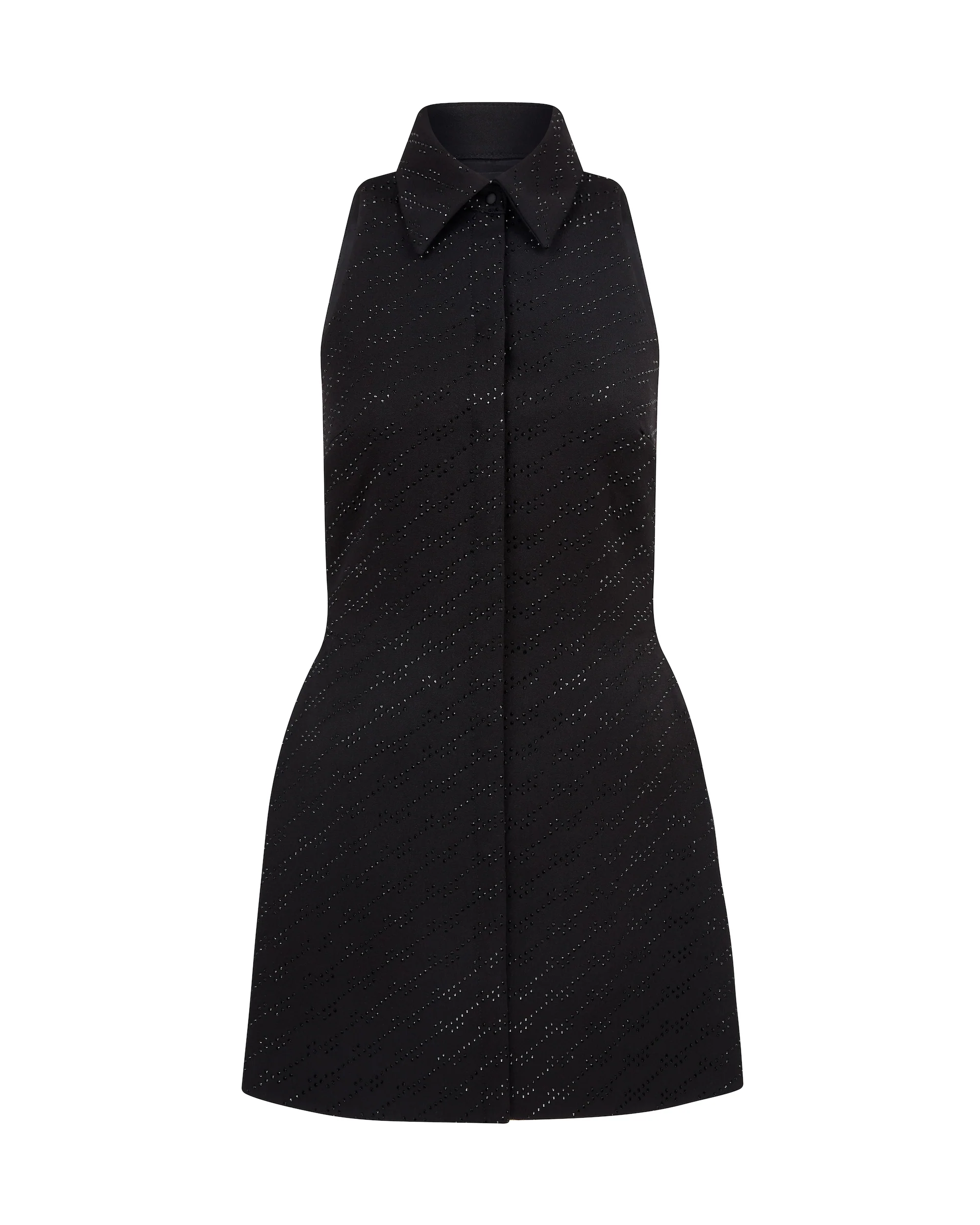 ALLOVER RHINESTONE EMBROIDERED MINI POLO DRESS