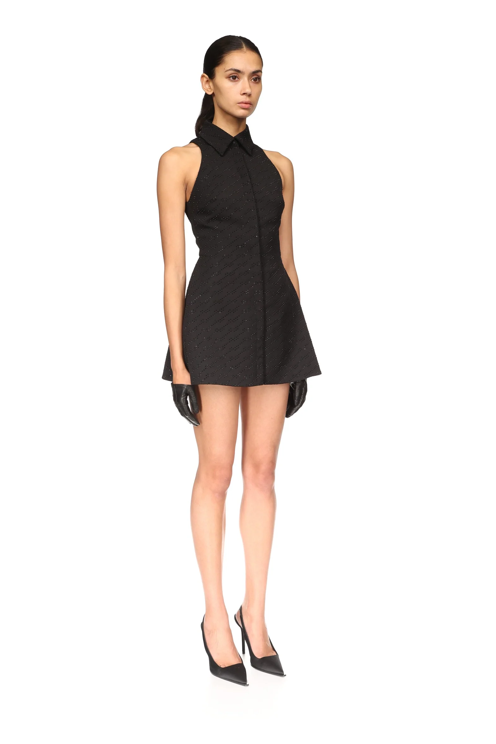 ALLOVER RHINESTONE EMBROIDERED MINI POLO DRESS - Image 4