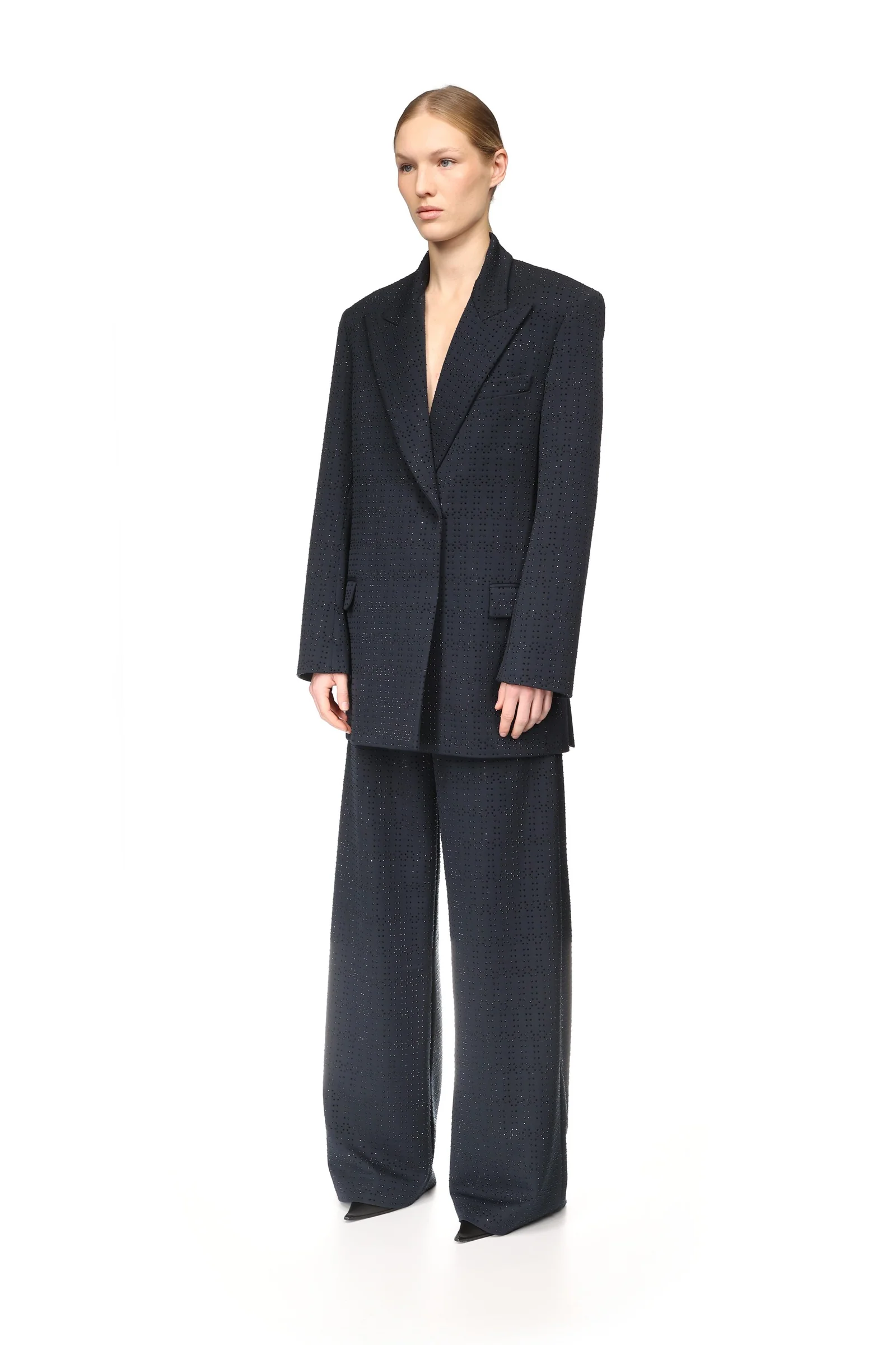 ALLOVER RHINESTONE EMBROIDERED TAILORED TROUSERS - Image 3