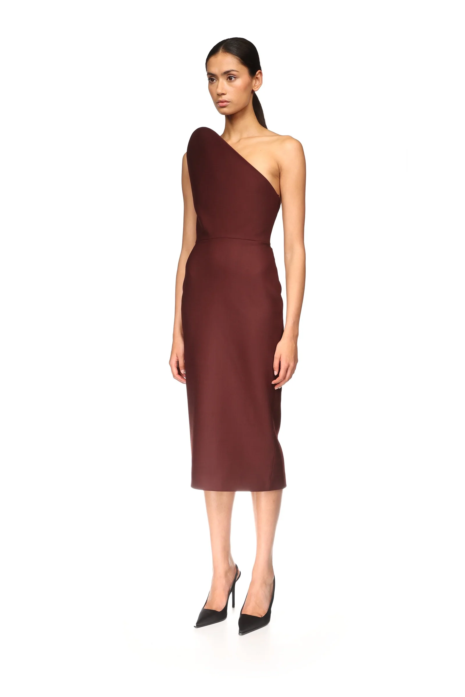 ASYMMETRIC CUT STRAPLESS MIDI DRESS - Image 3