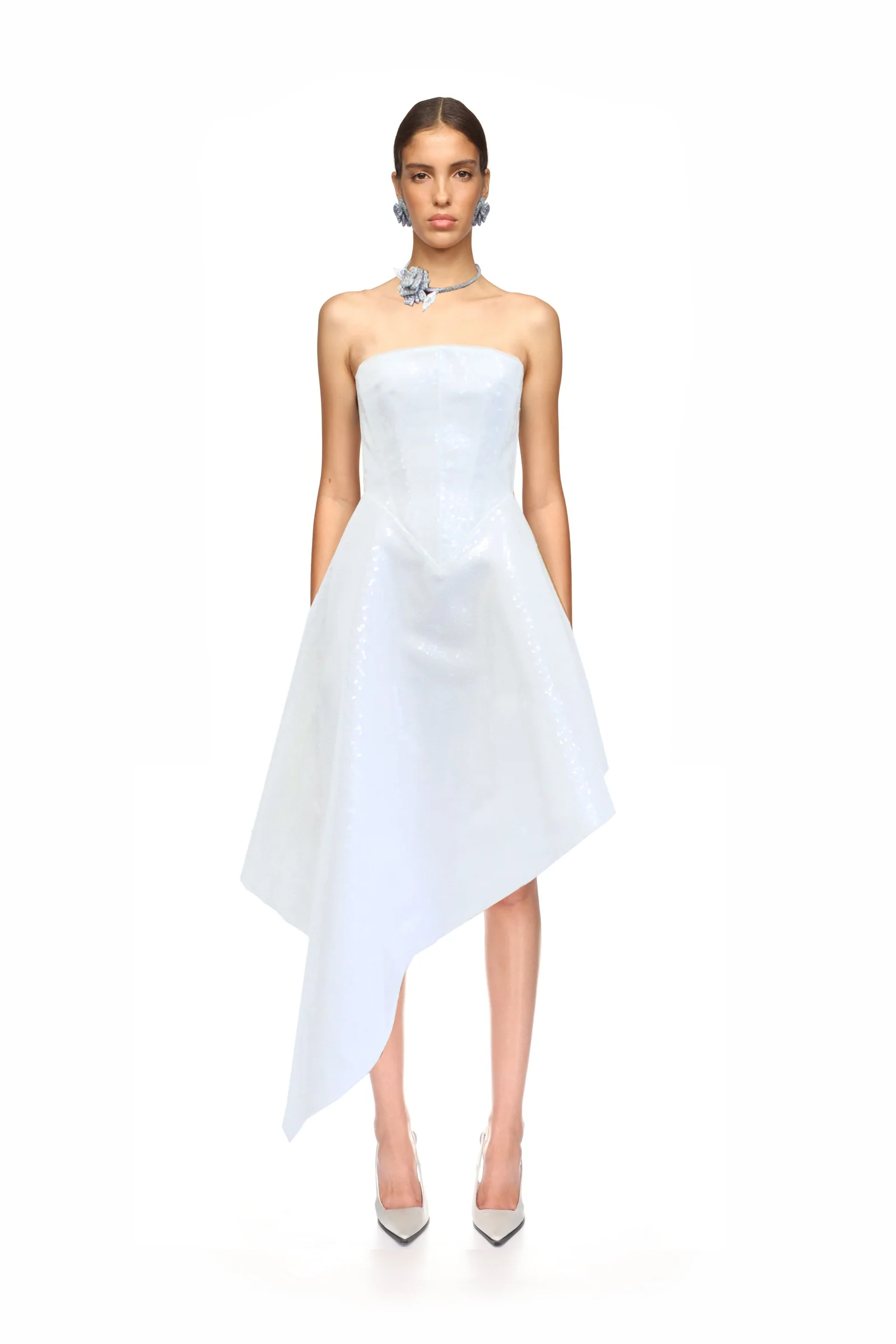 ASYMMETRIC HEM SEQUIN MIDI DRESS - Image 2