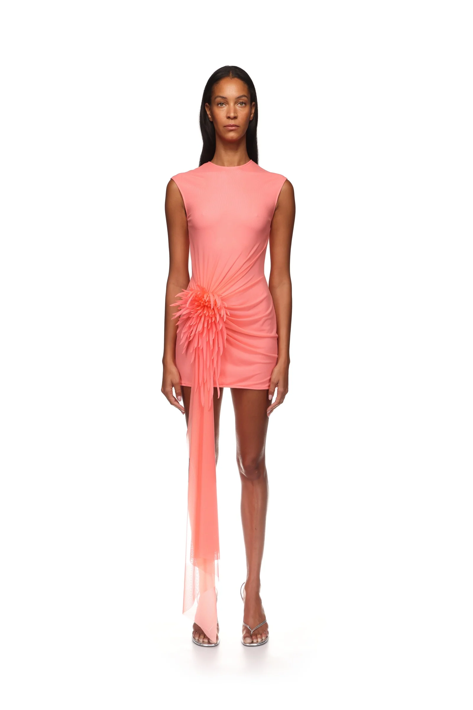 CACTUS DAHLIA AND DRAPE MINI DRESS IN BLACK - Image 2