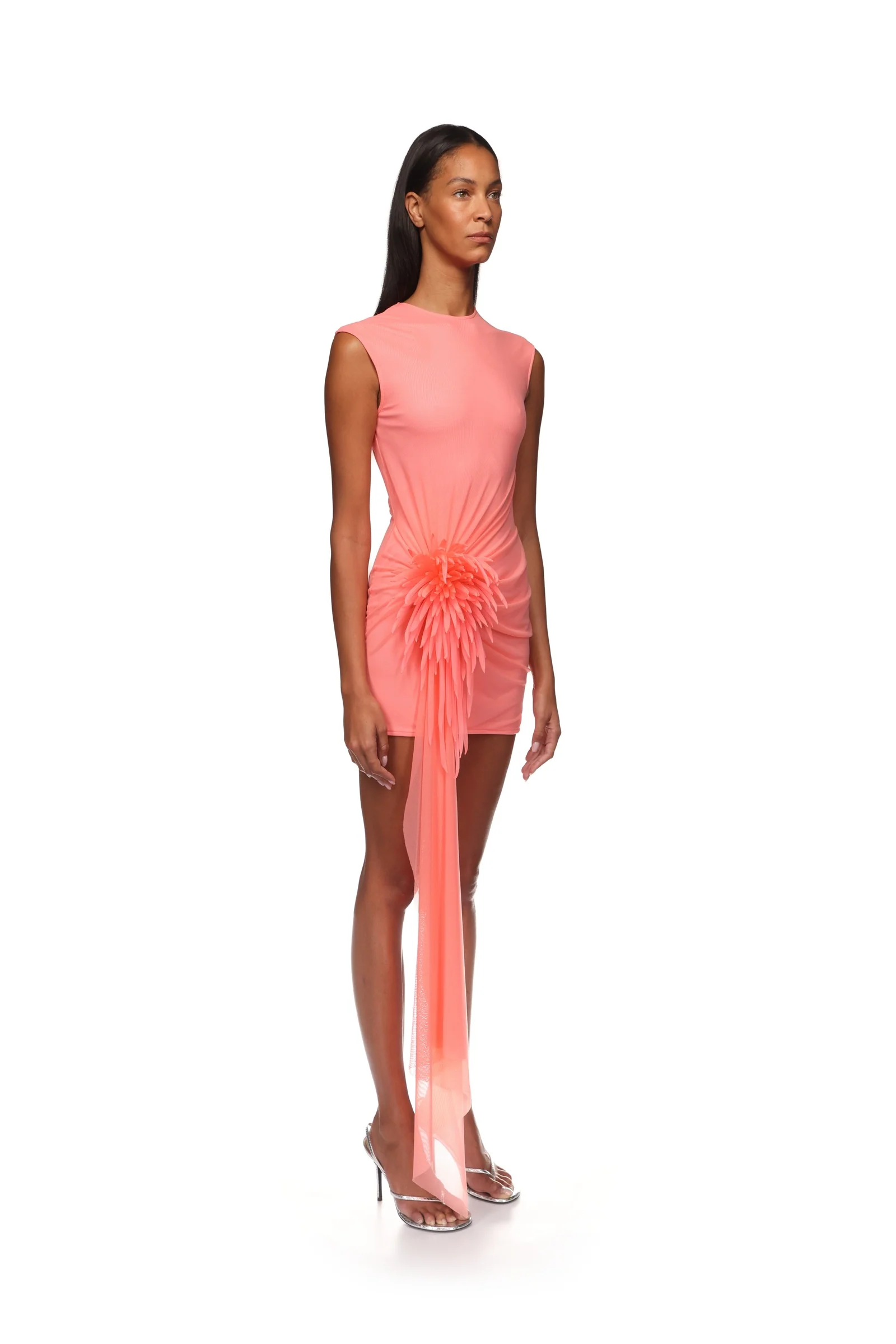 CACTUS DAHLIA AND DRAPE MINI DRESS IN BLACK - Image 4
