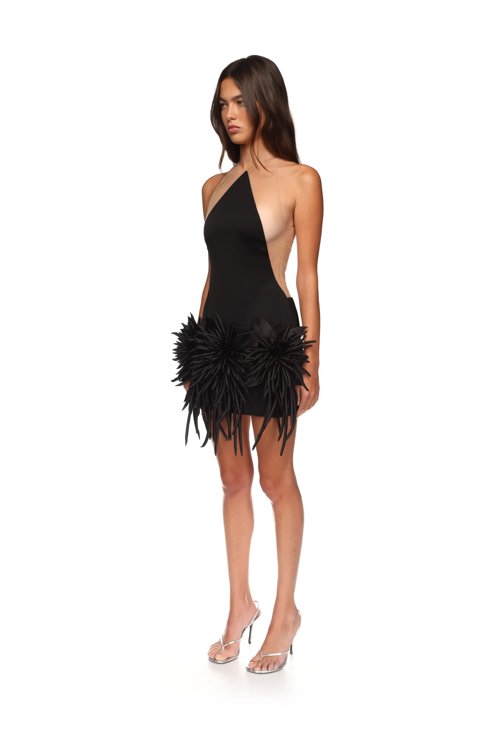 CACTUS DAHLIA DETAIL HALTER MINI DRESS - Image 3