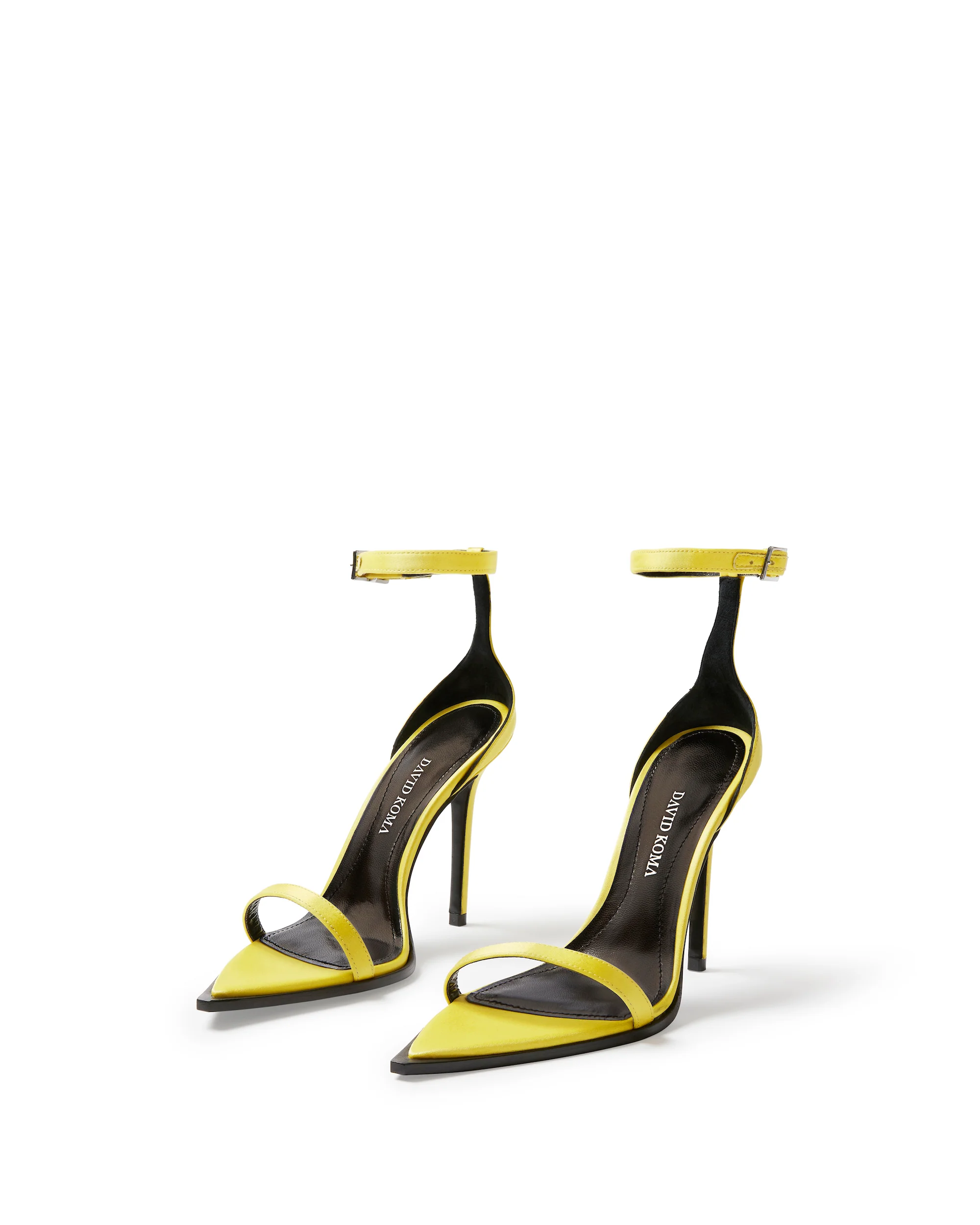 STRAPPY SATIN SANDALS IN YELLOW - Image 2