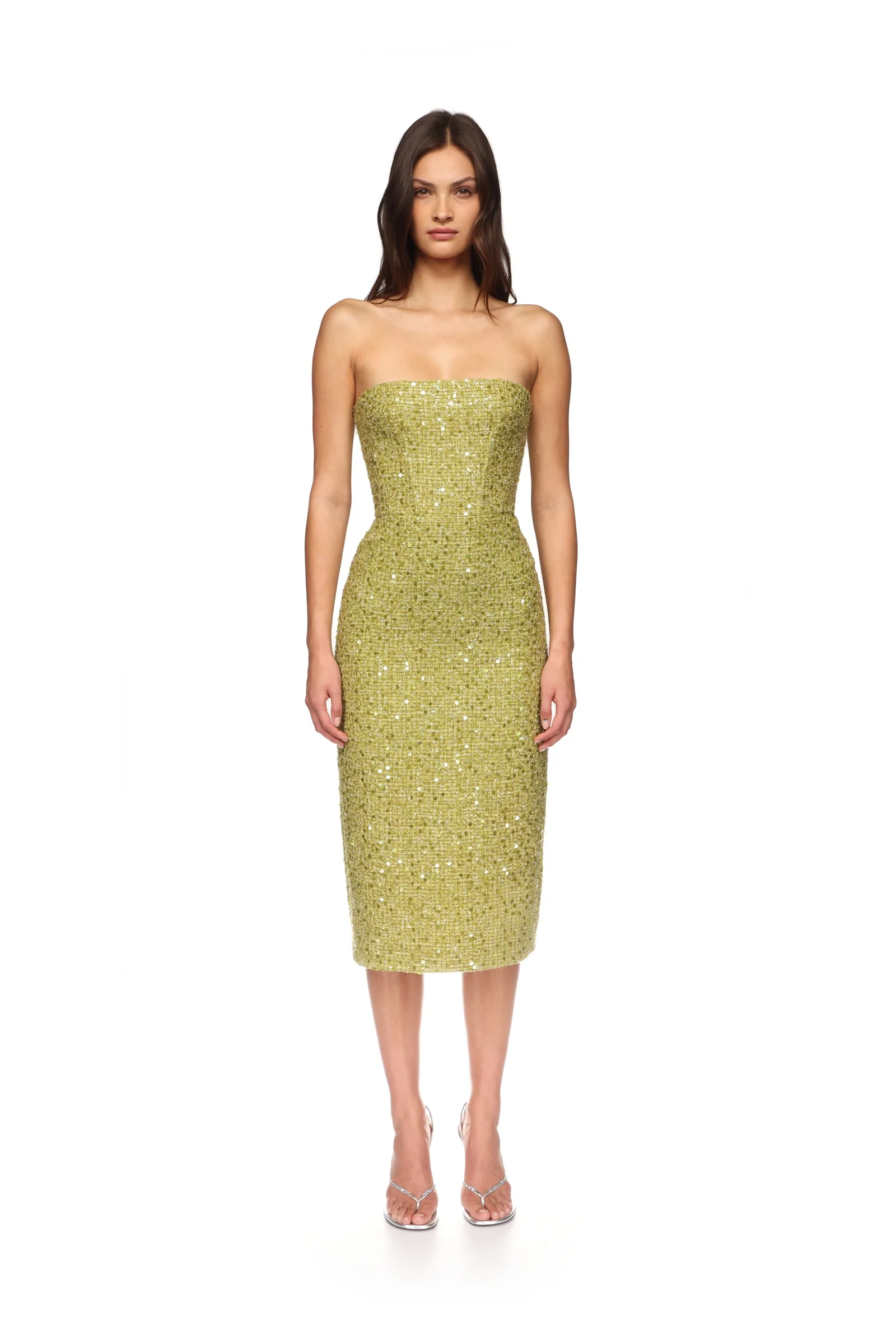 SEQUIN BOUCLE CORSET MIDI DRESS - Image 2