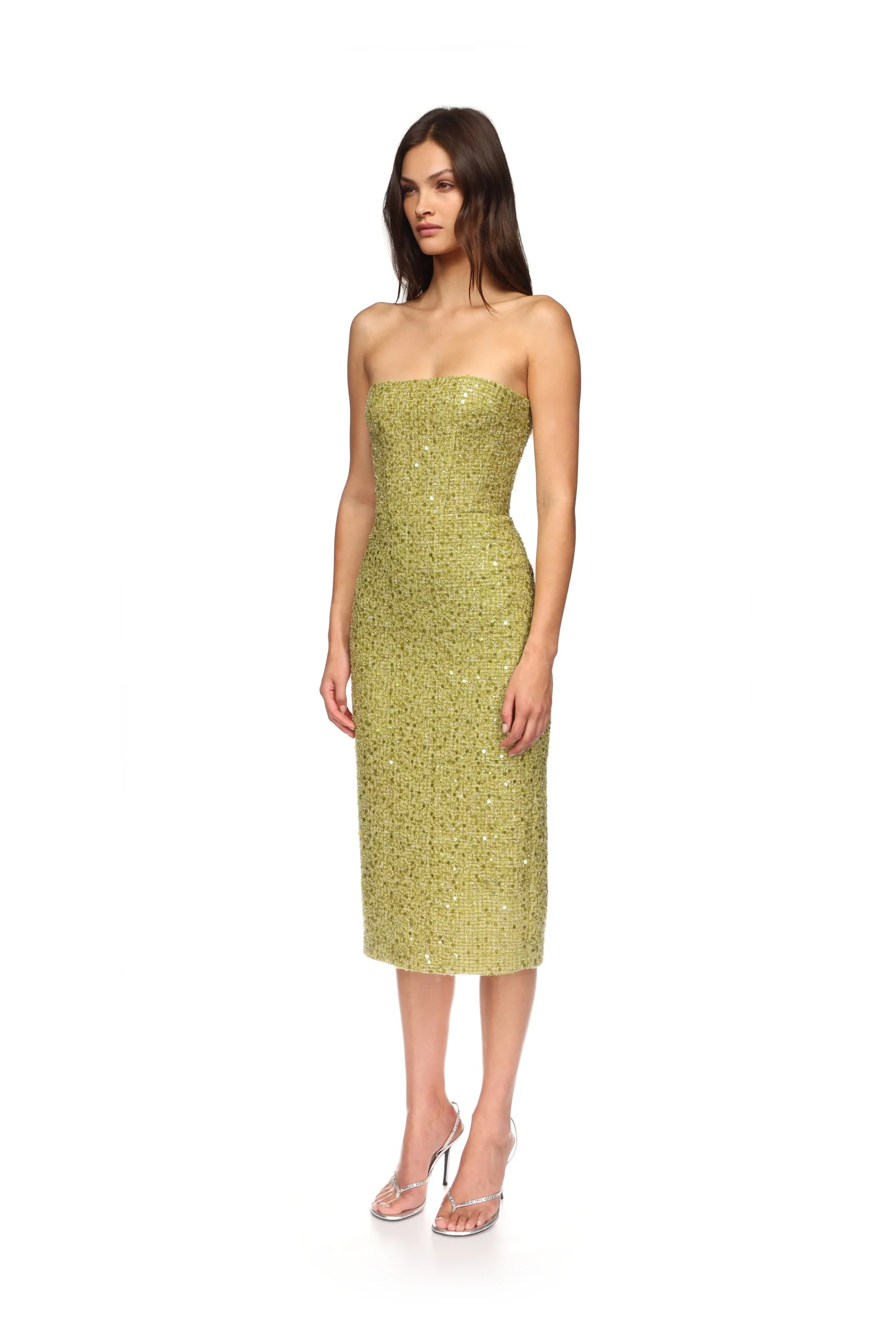 SEQUIN BOUCLE CORSET MIDI DRESS - Image 3