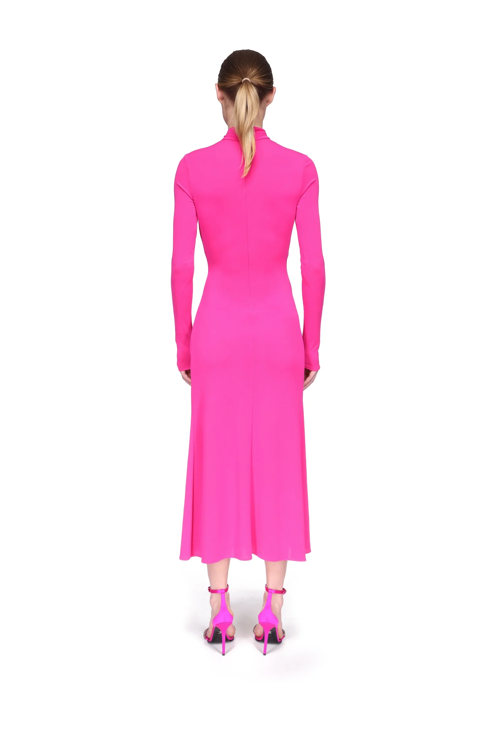 CRYSTAL ARCH AND LONG SLEEVE MIDI DRESS IN BLACK - Image 5