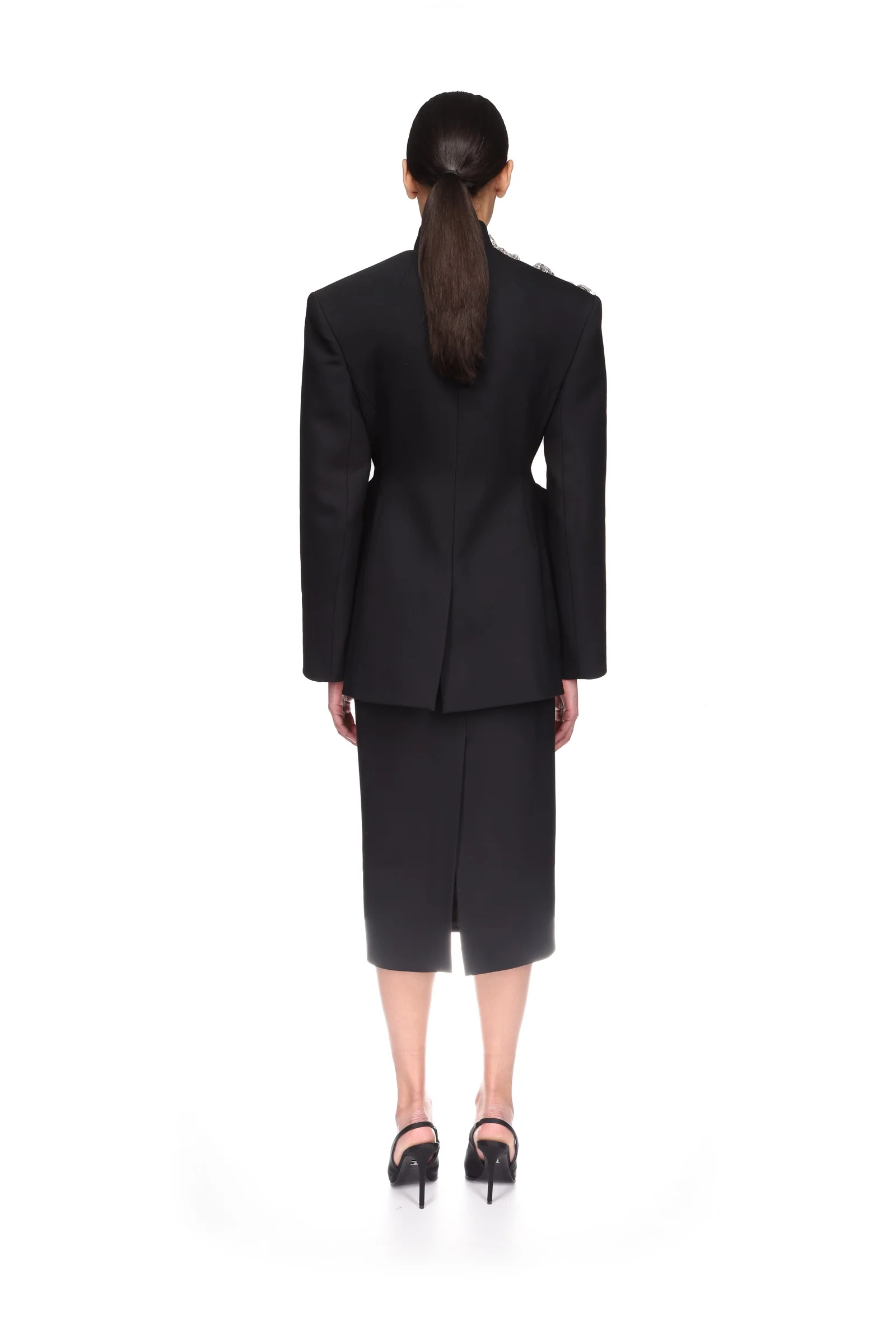 CRYSTAL BROOCH AND PADDED HIP DETAIL JACKET - Image 5