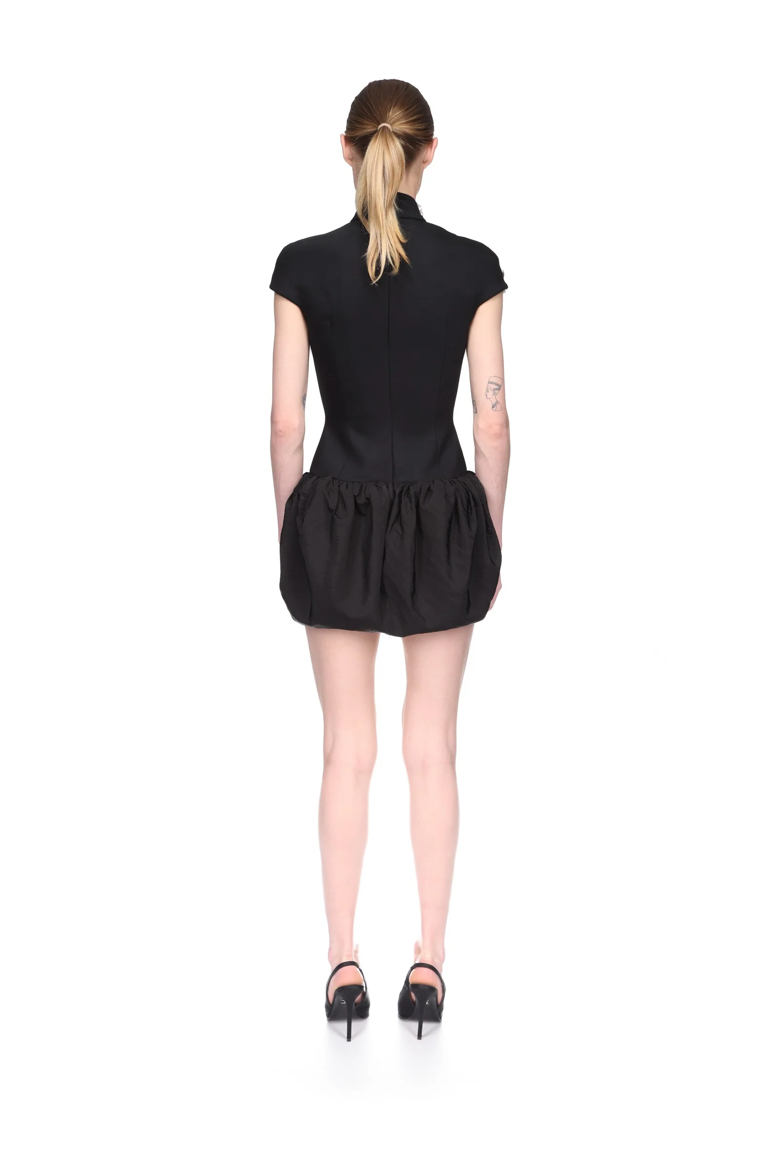 CRYSTAL BROOCH AND PUFF SKIRT MINI DRESS - Image 5