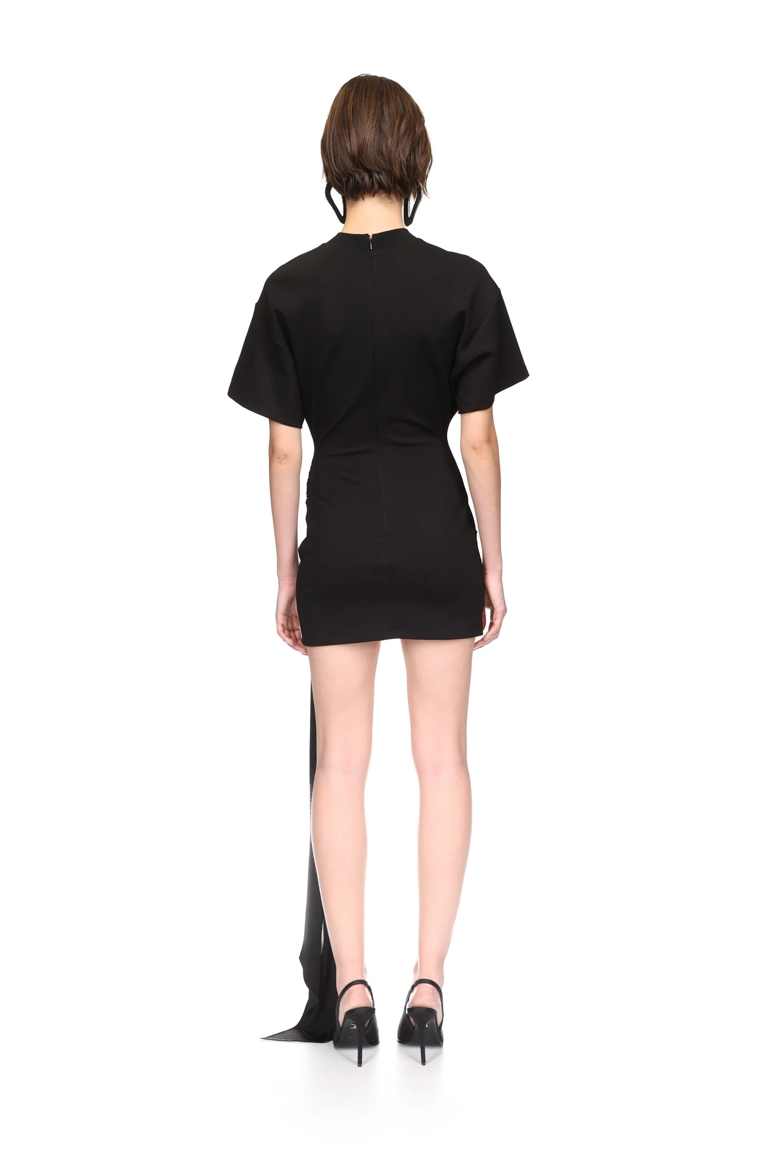 CRYSTAL BUCKLE AND DRAPE DETAIL MINI DRESS - Image 5
