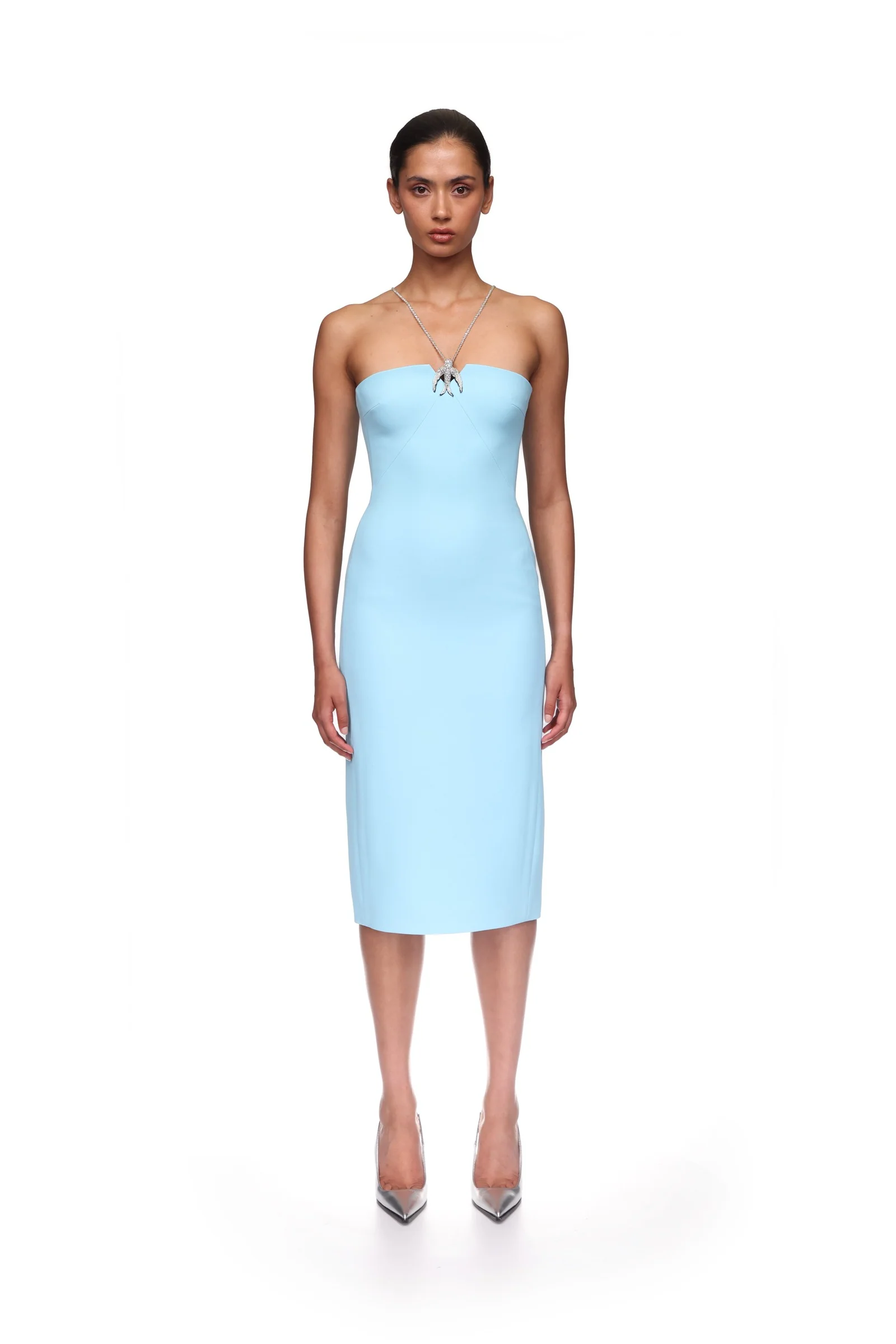 CRYSTAL CHAIN AND SWALLOW MIDI DRESS - Image 2