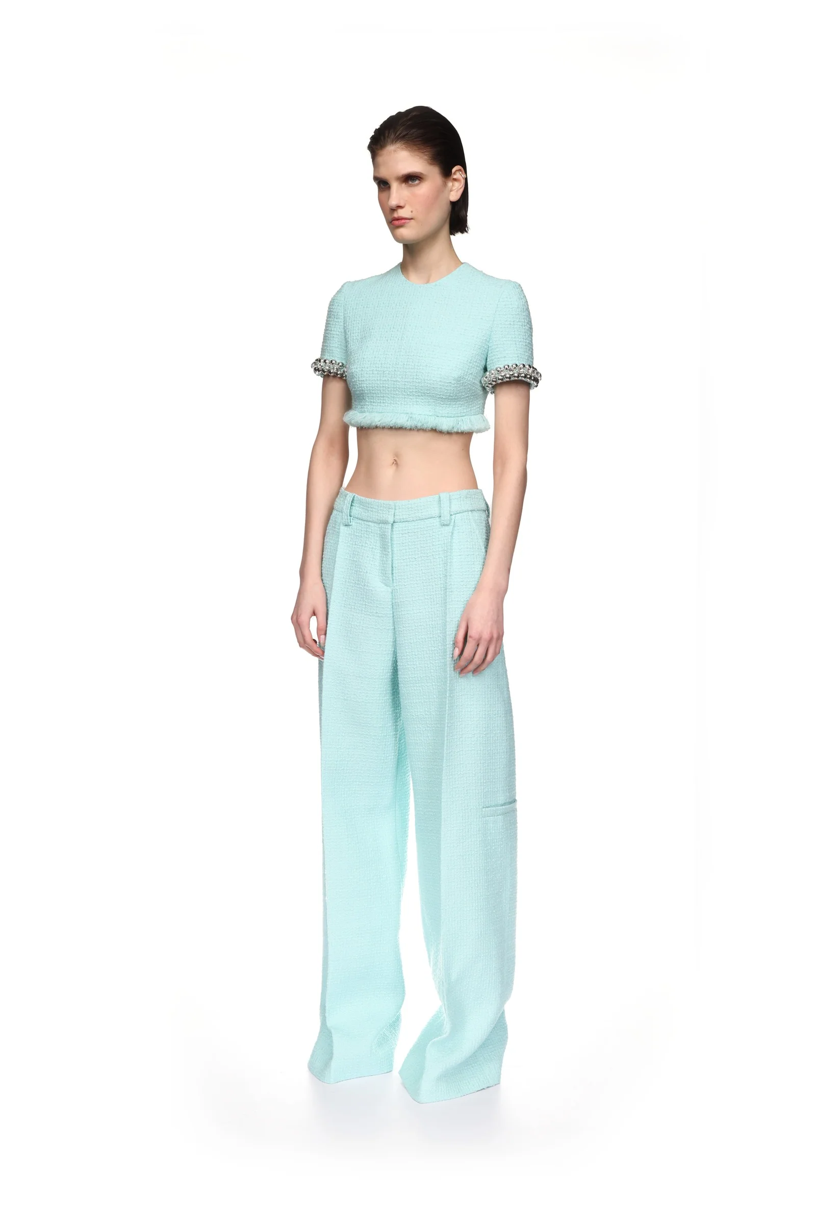 BOUCLE AND CRYSTAL CHAIN CROP TOP - Image 3
