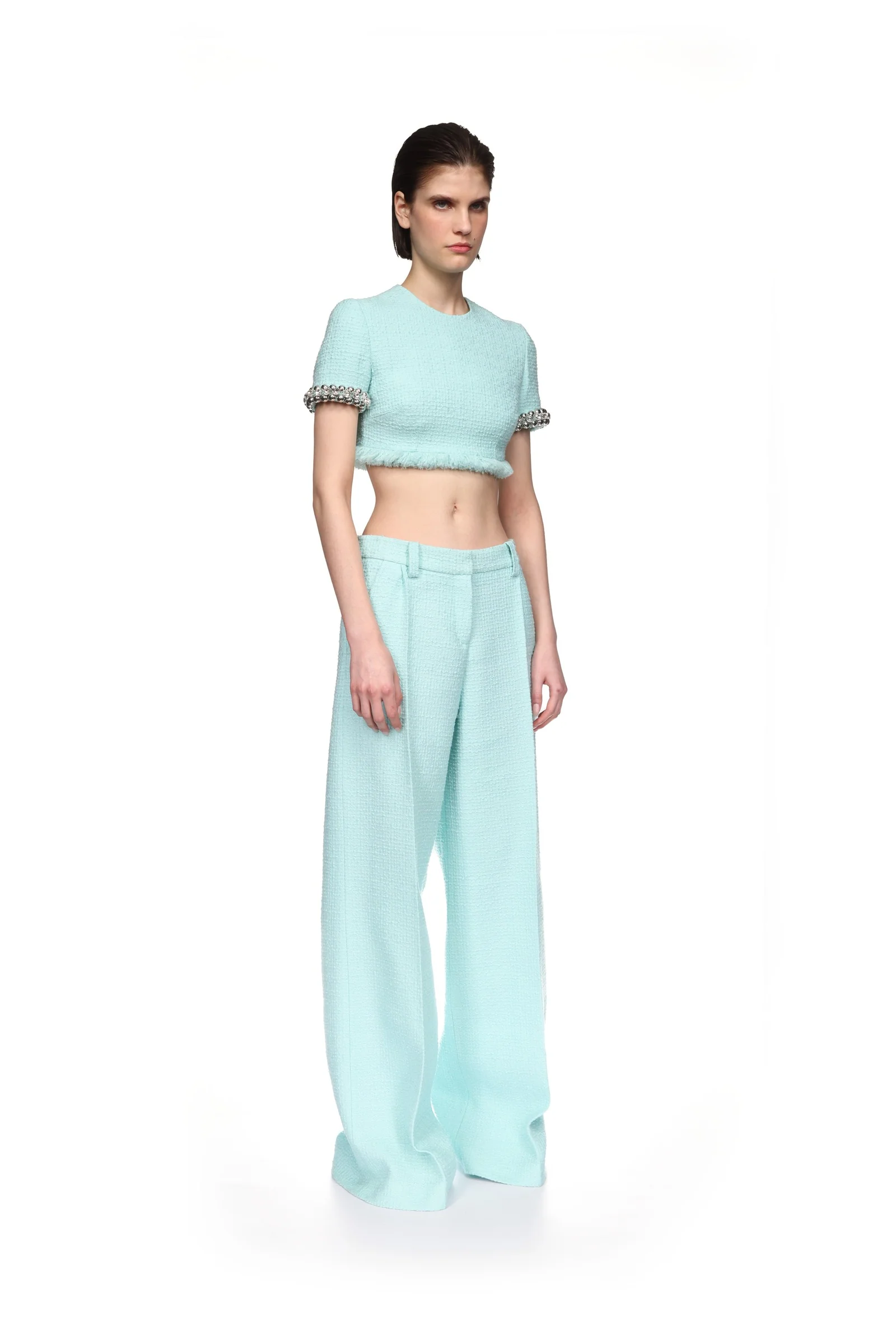 BOUCLE AND CRYSTAL CHAIN CROP TOP - Image 4