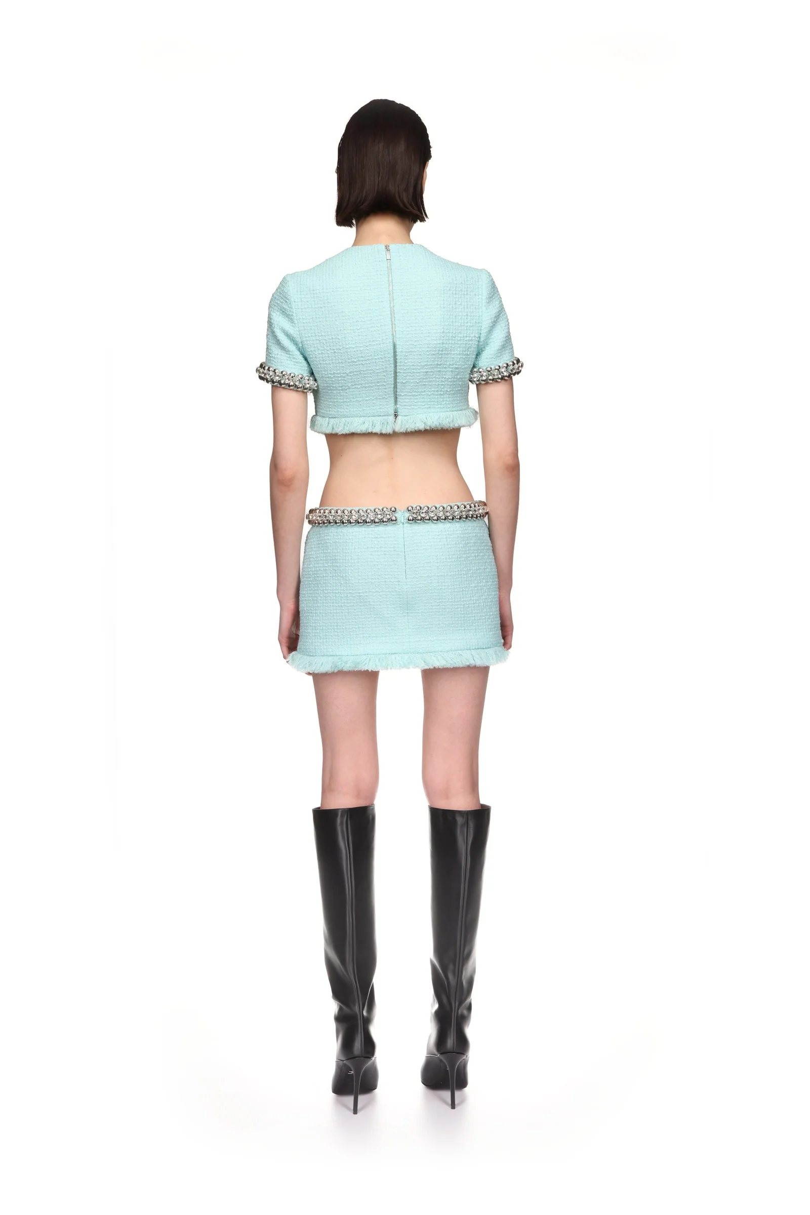 BOUCLE AND CRYSTAL CHAIN MINI SKIRT - Image 5