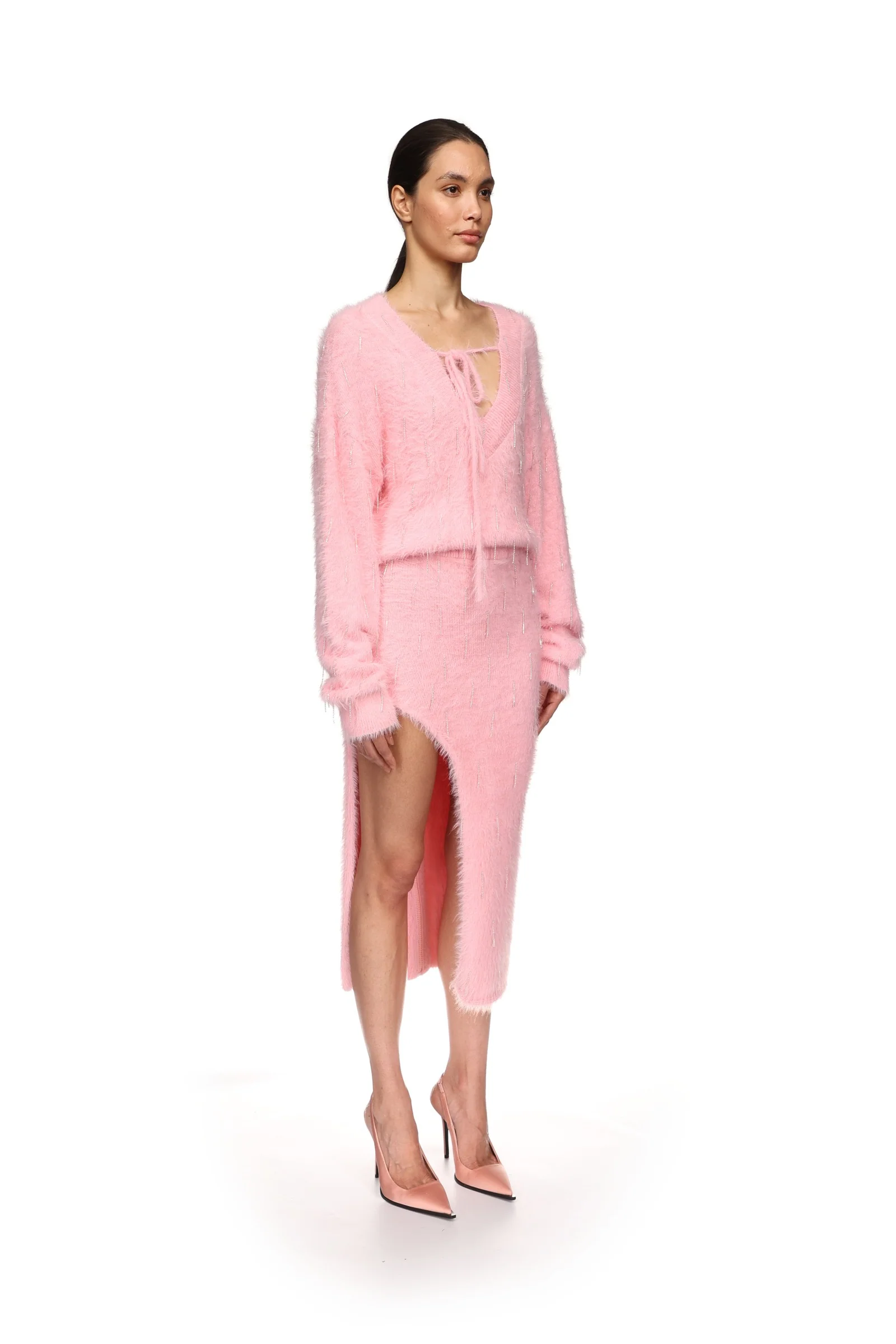 CRYSTAL EMBELLISHED KNIT JUMPER IN PINK - Image 4