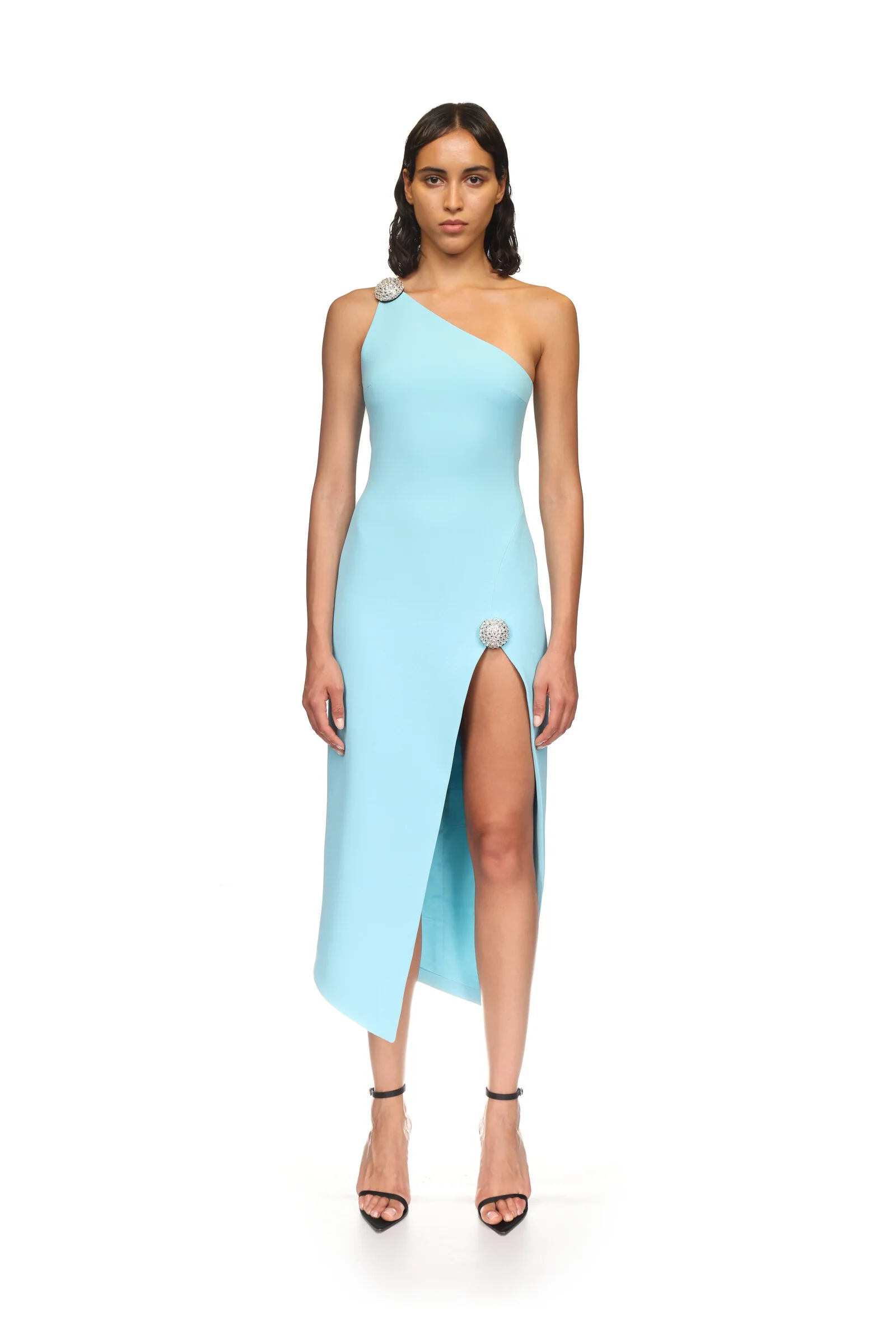 CRYSTAL BALL ONE SHOULDER MIDI DRESS - Image 2