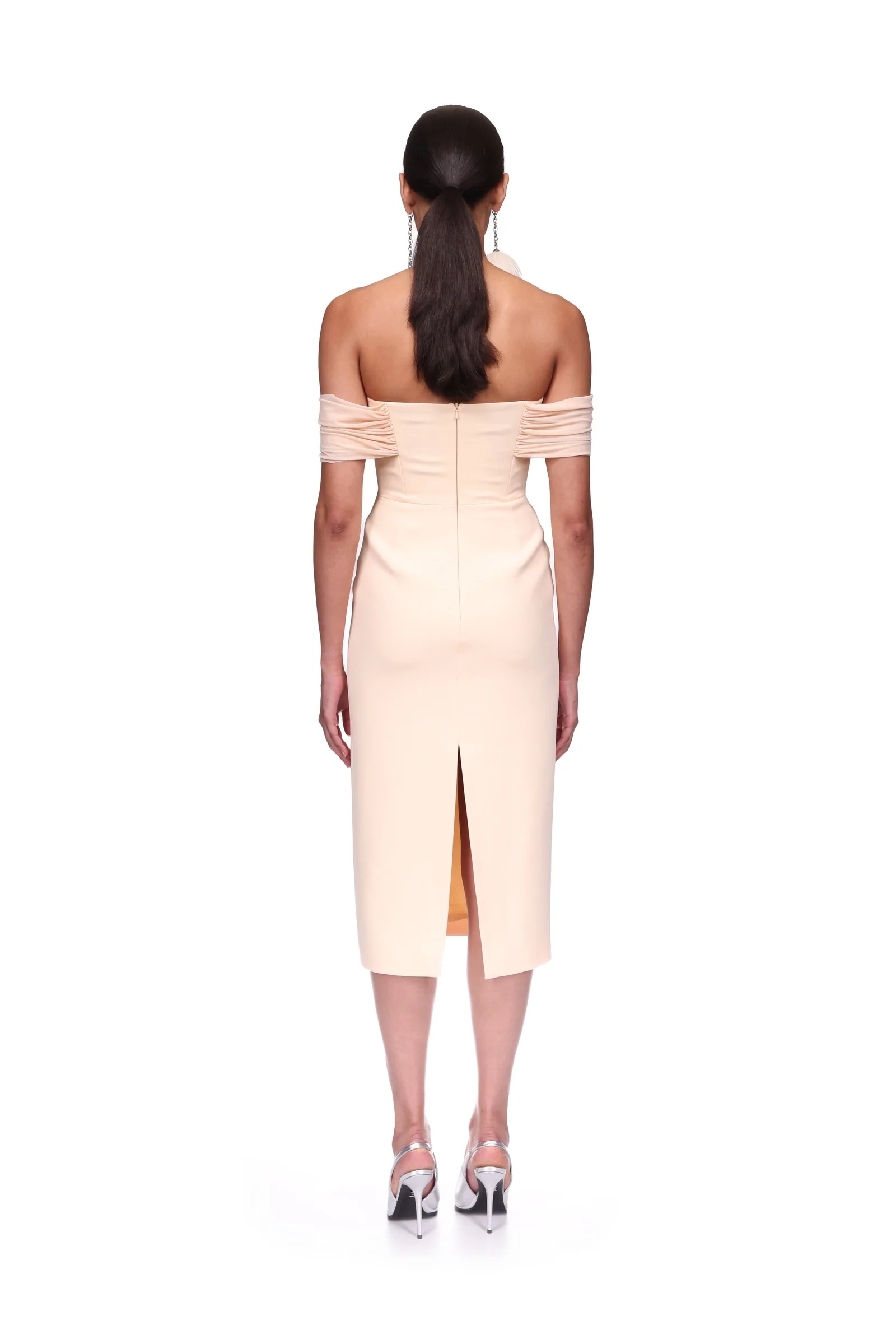 DRAPE OFF THE SHOULDER MIDI DRESS - Image 5