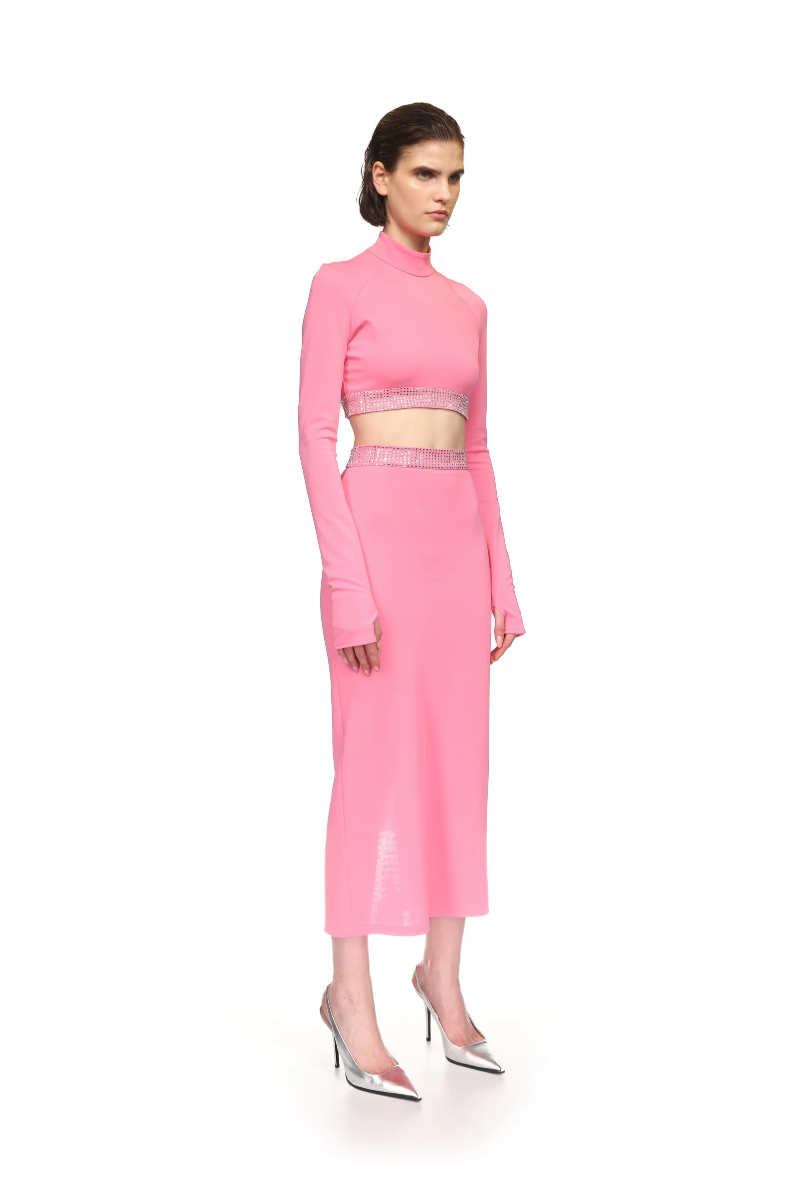 CRYSTAL HOTFIX WAISTLINE CROP TOP - Image 4