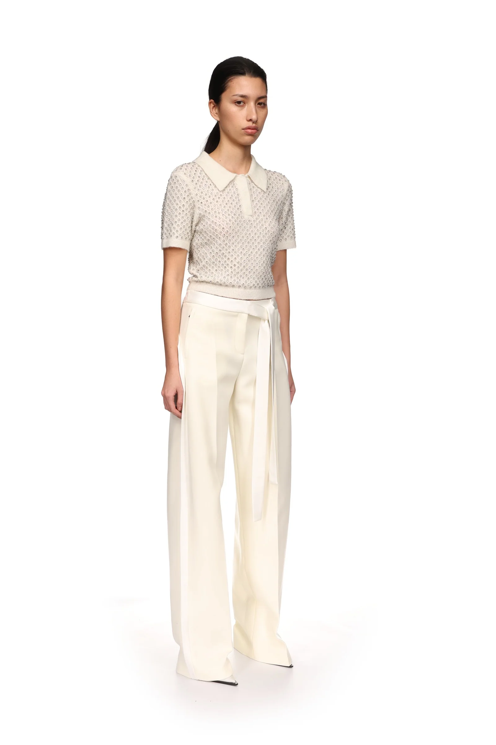 CRYSTAL EMBROIDERED POLO KNIT TOP - Image 5