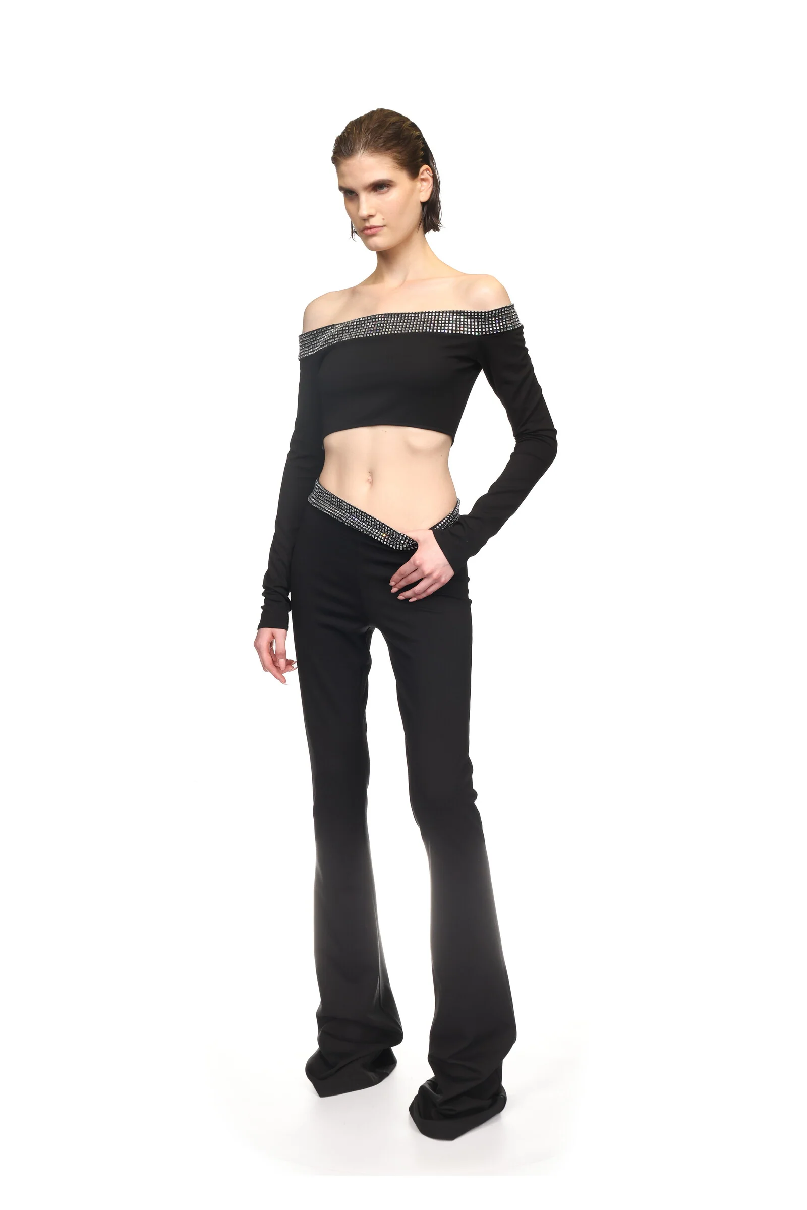 CRYSTAL HOTFIX WAIST TROUSERS - Image 3