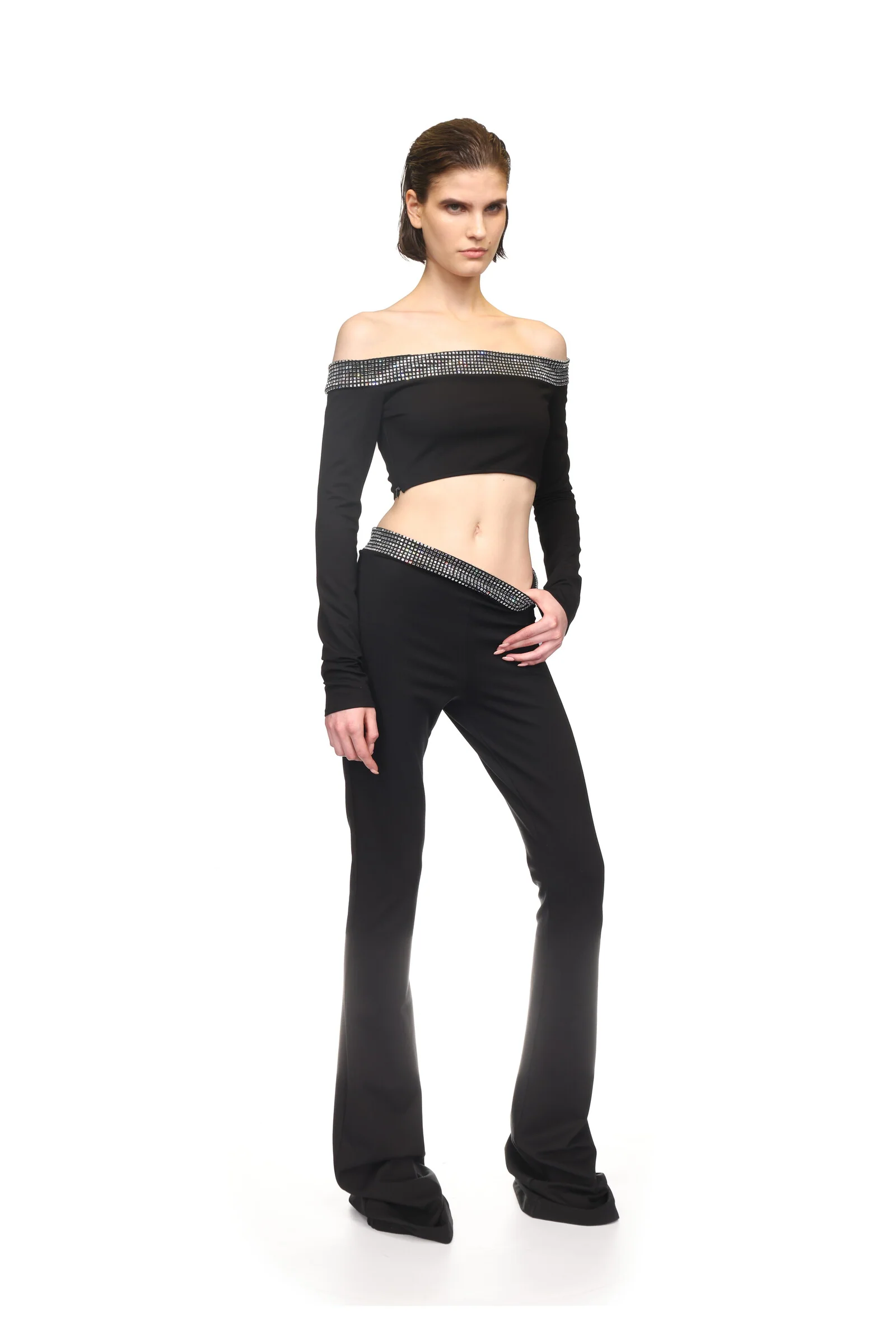 CRYSTAL HOTFIX WAIST TROUSERS - Image 4