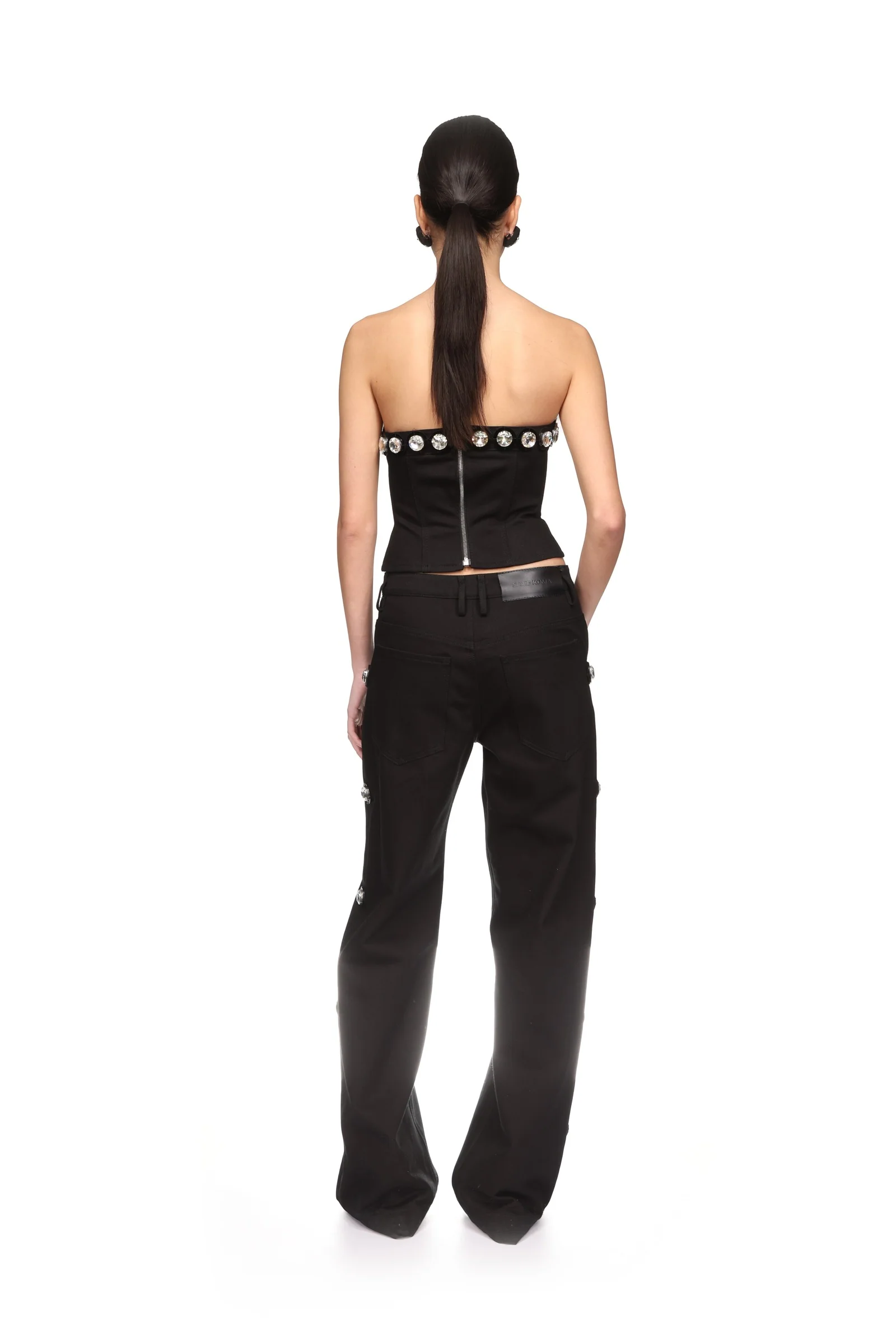 CRYSTAL EMBROIDERED DENIM TROUSERS - Image 5