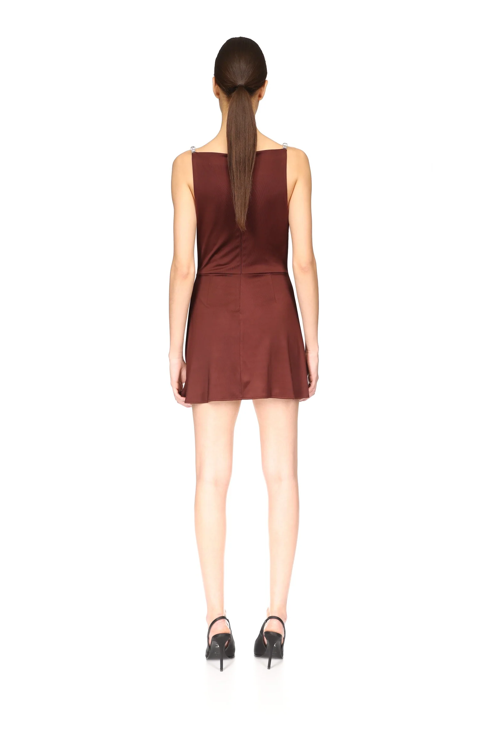 CRYSTAL EMBROIDERED STRAPS AND COWL MINI DRESS - Image 5