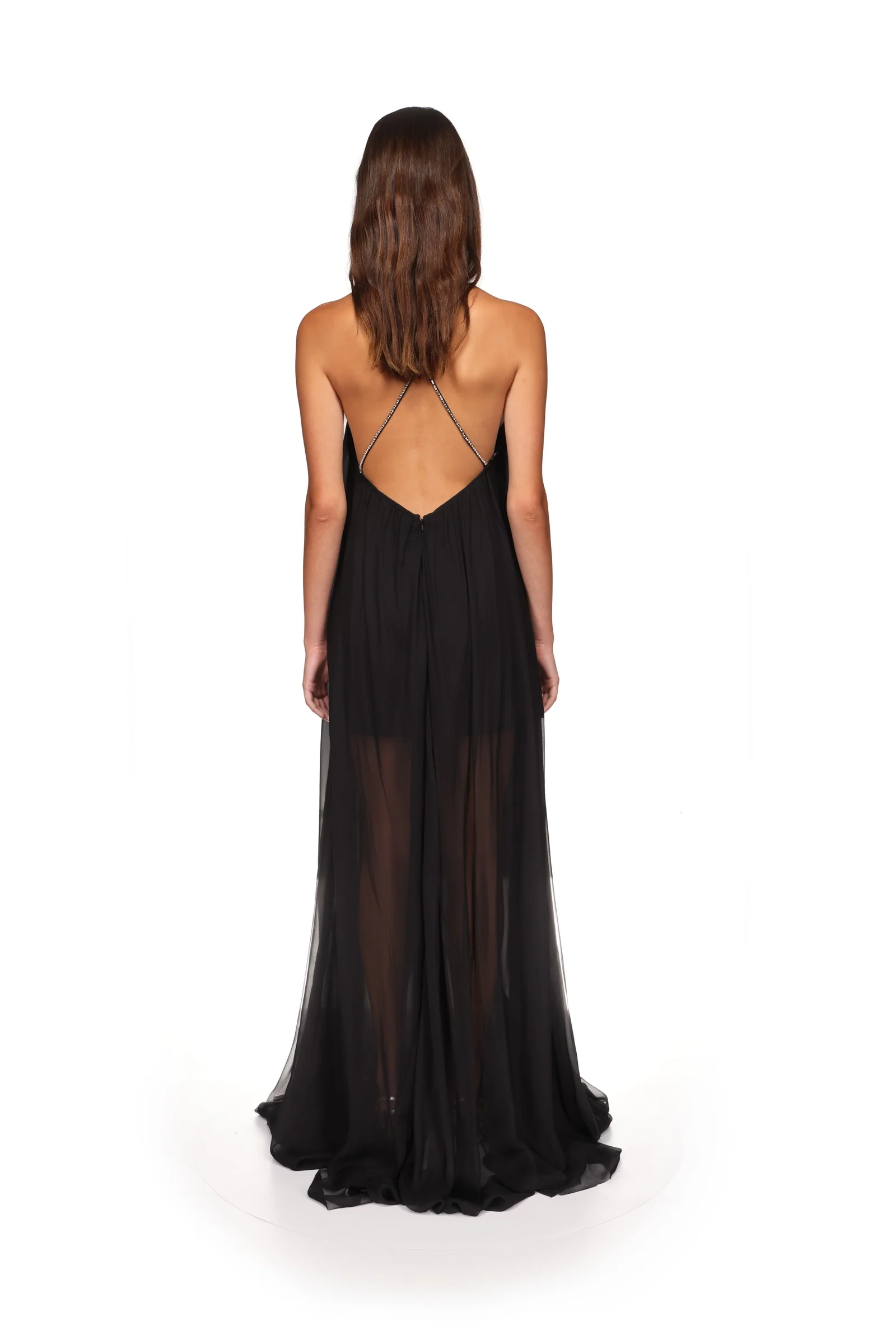 CRYSTAL FLOWER AND CHIFFON MAXI GOWN - Image 5