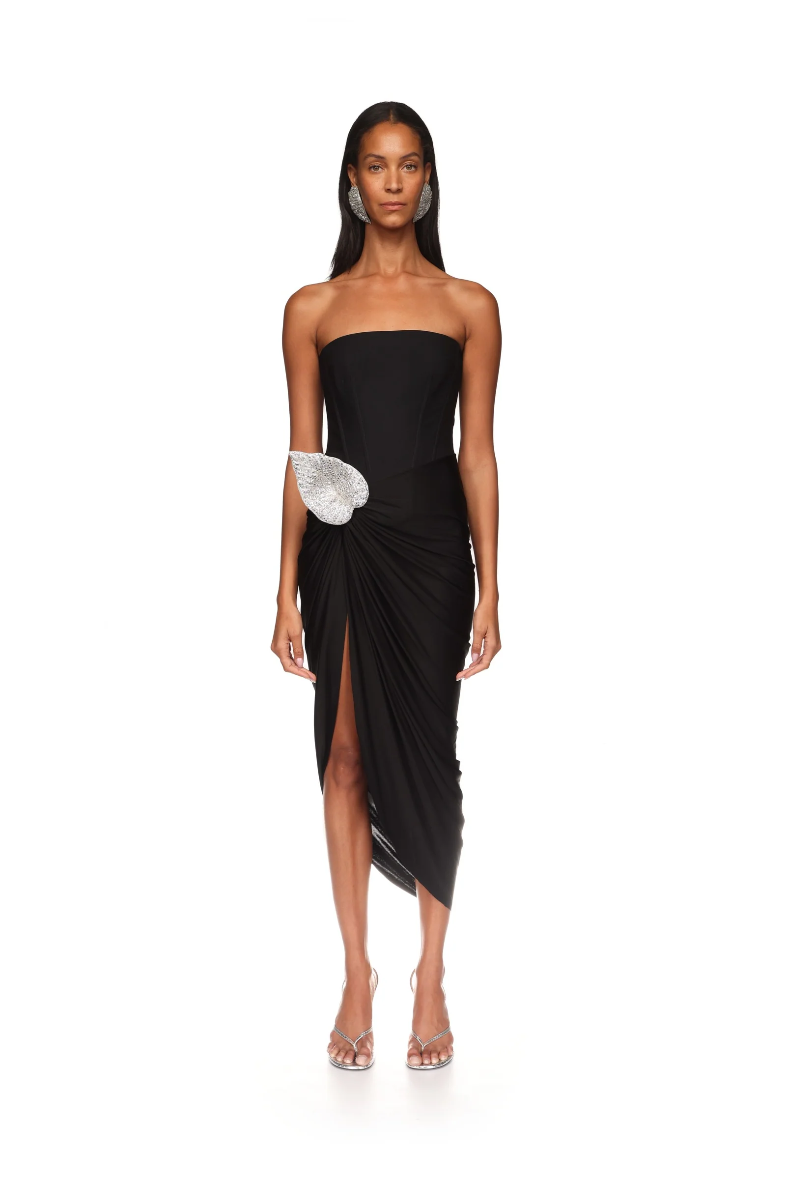 CRYSTAL LEAF AND DRAPED SKIRT CORSET DRESS - Image 2