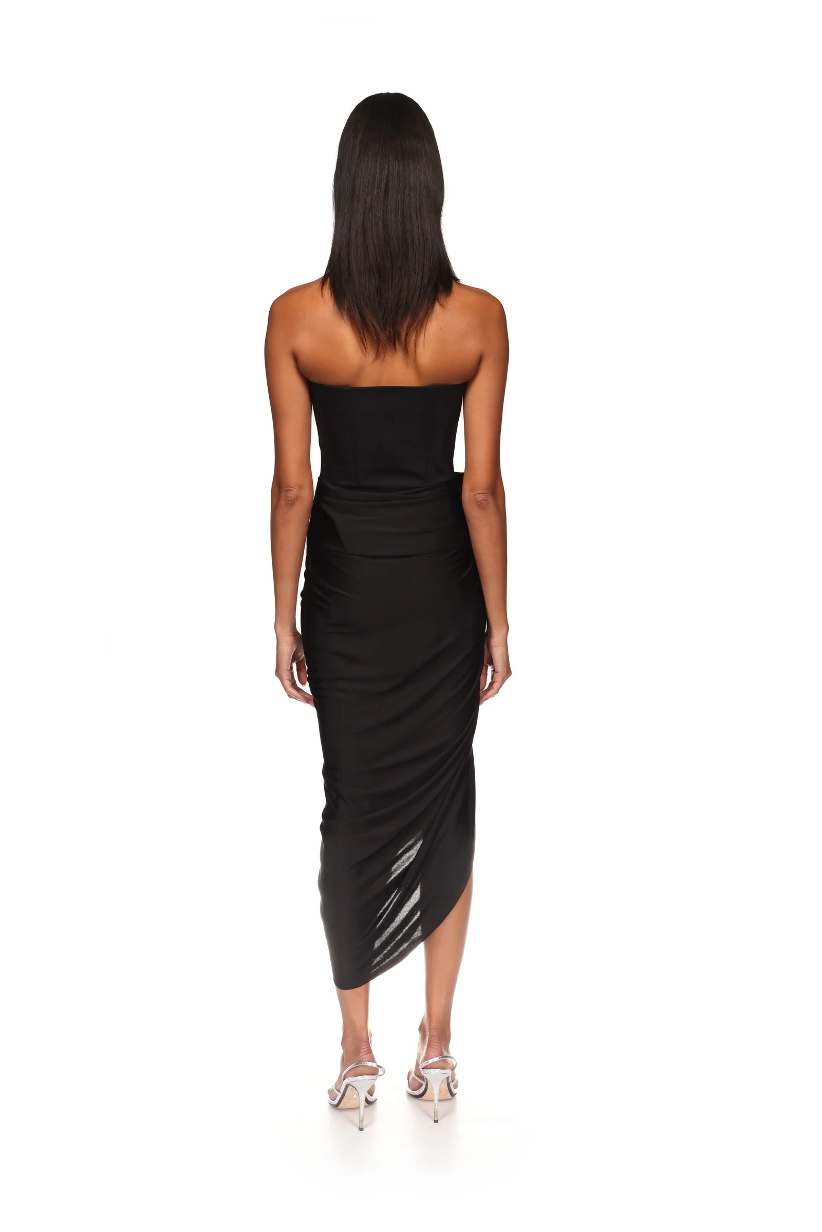 CRYSTAL LEAF AND DRAPED SKIRT CORSET DRESS - Image 5