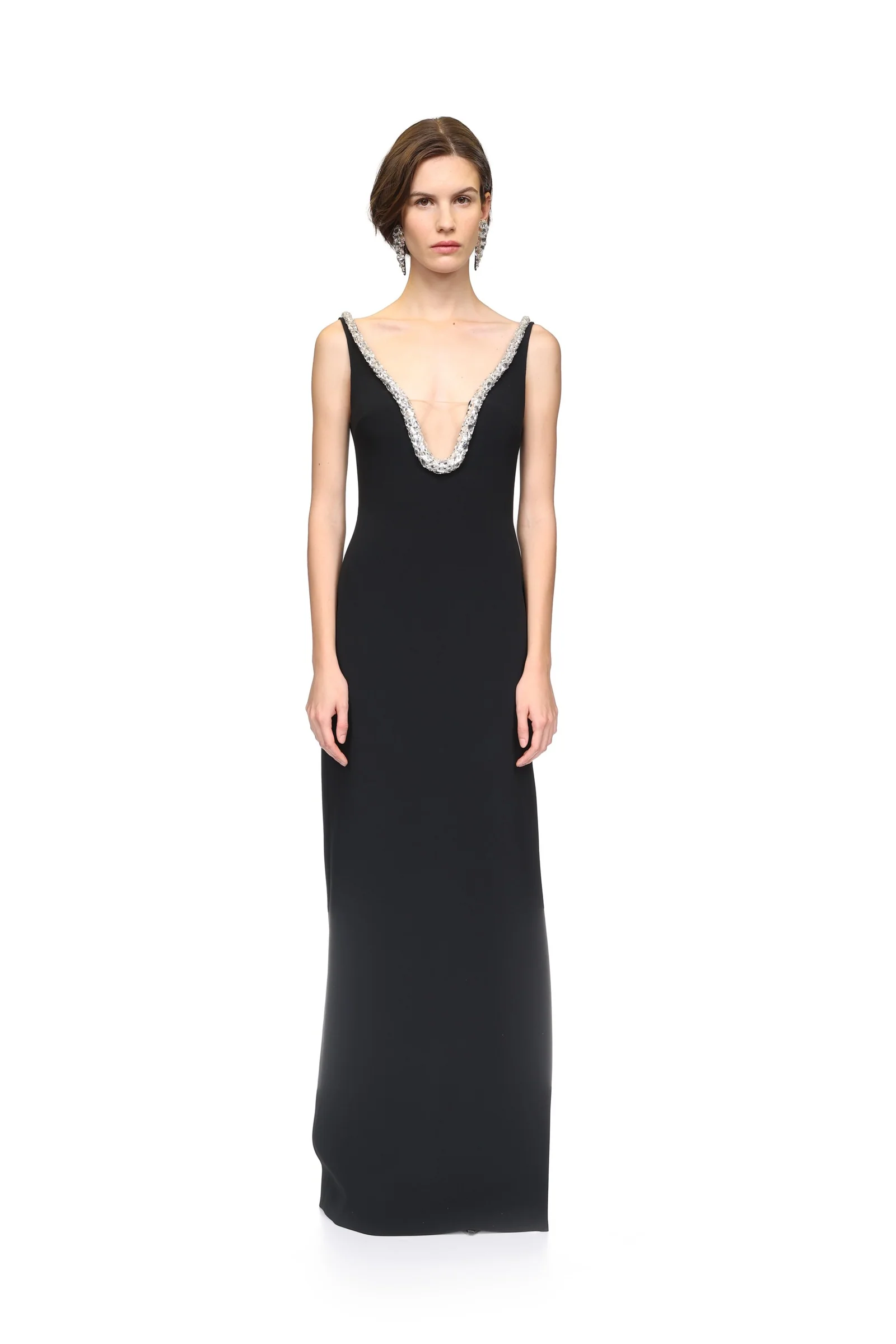 CRYSTAL EMBROIDERED NECKLINE GOWN - Image 2