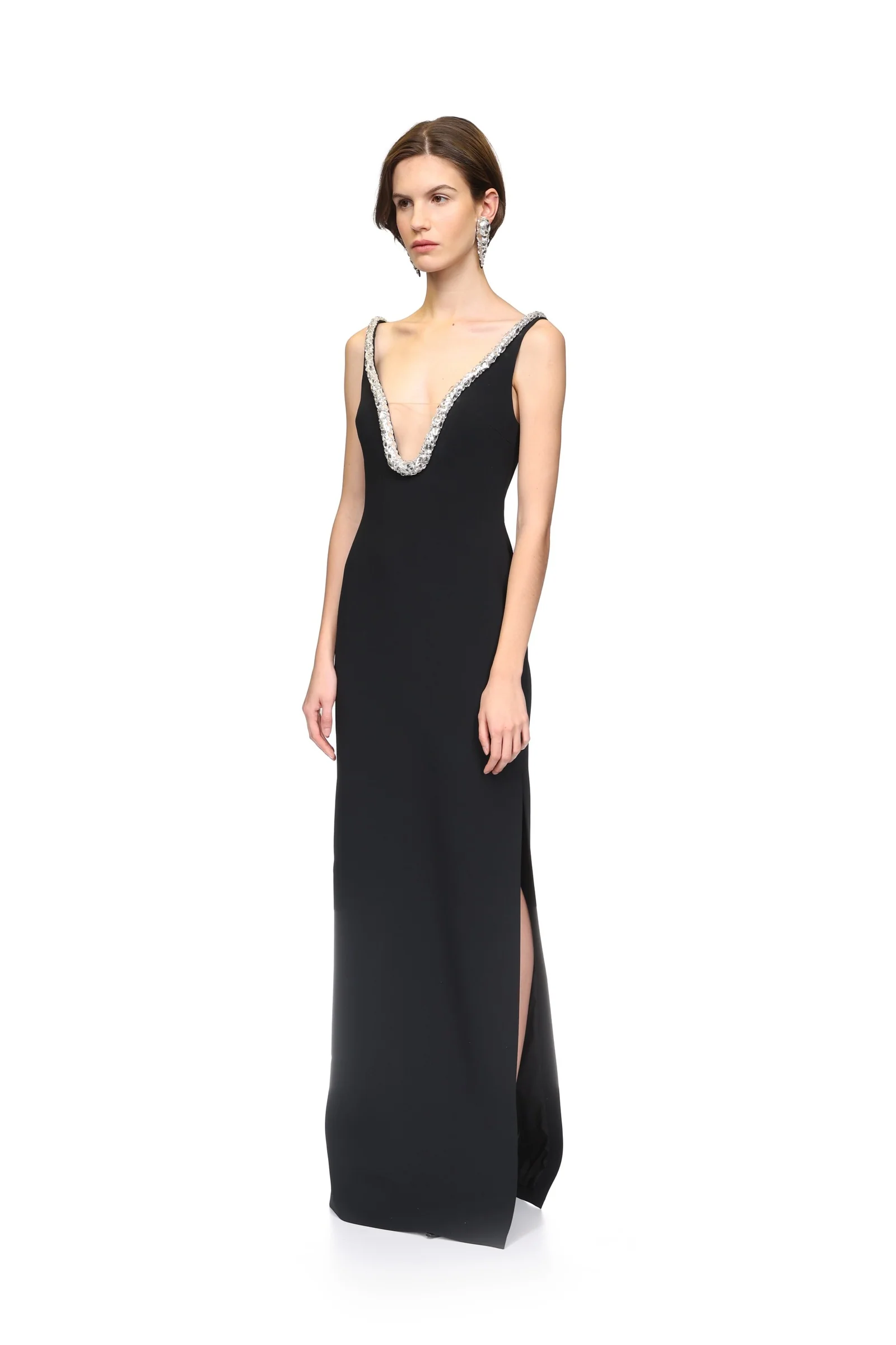 CRYSTAL EMBROIDERED NECKLINE GOWN - Image 3