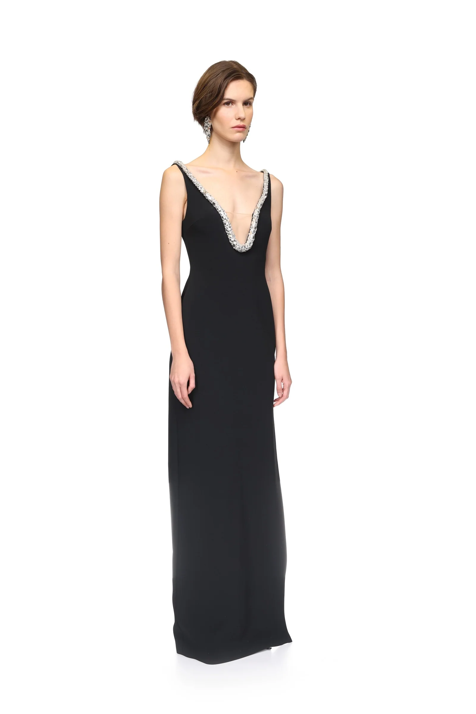 CRYSTAL EMBROIDERED NECKLINE GOWN - Image 4
