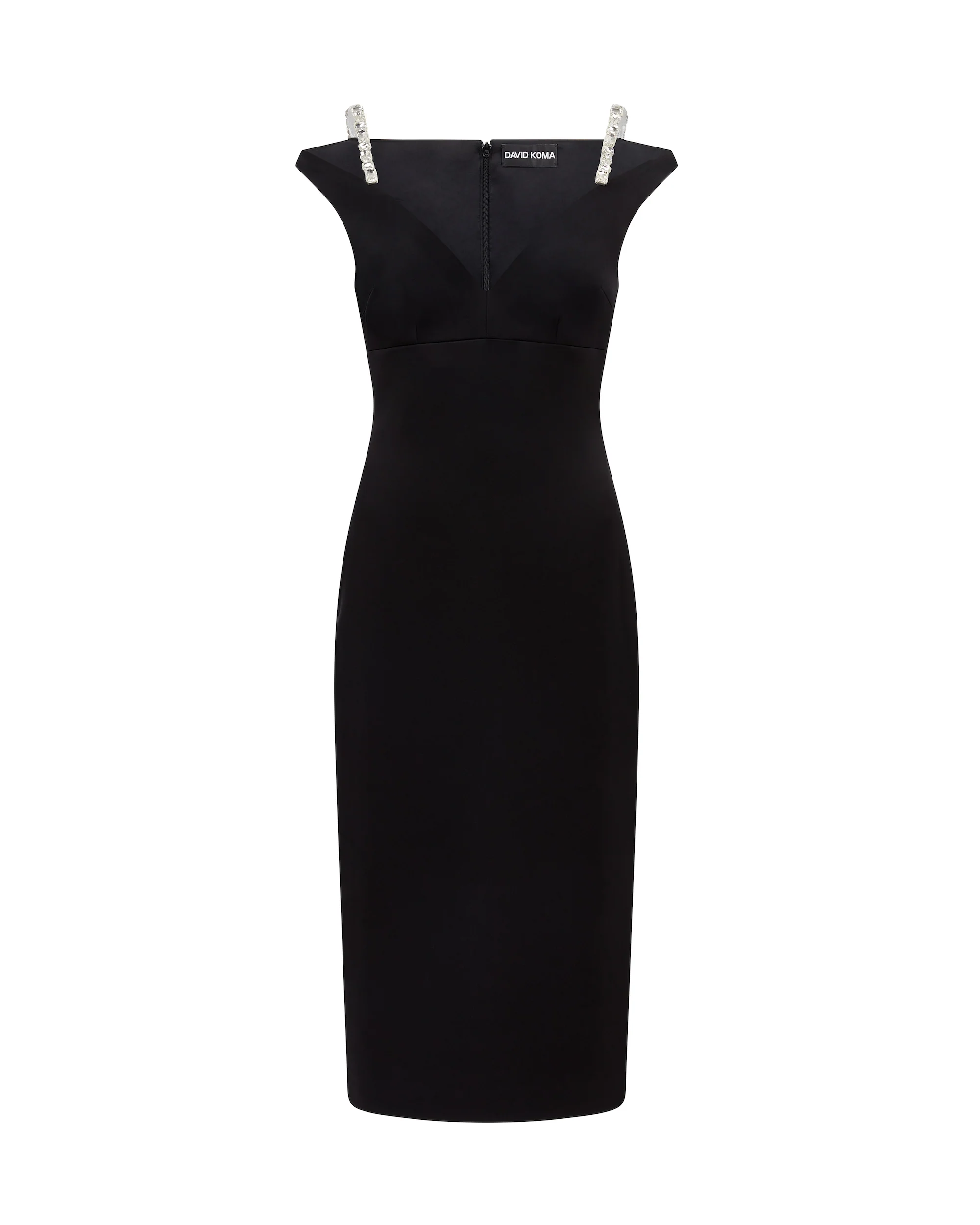 CRYSTAL STRAP DETAIL MIDI DRESS