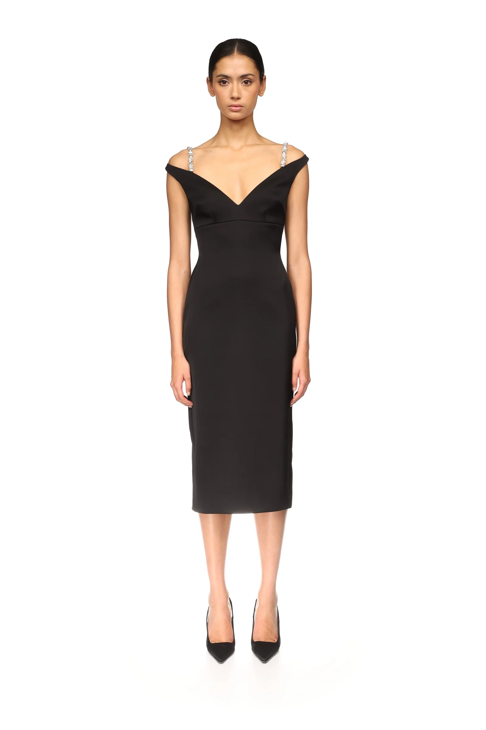 CRYSTAL STRAP DETAIL MIDI DRESS - Image 2