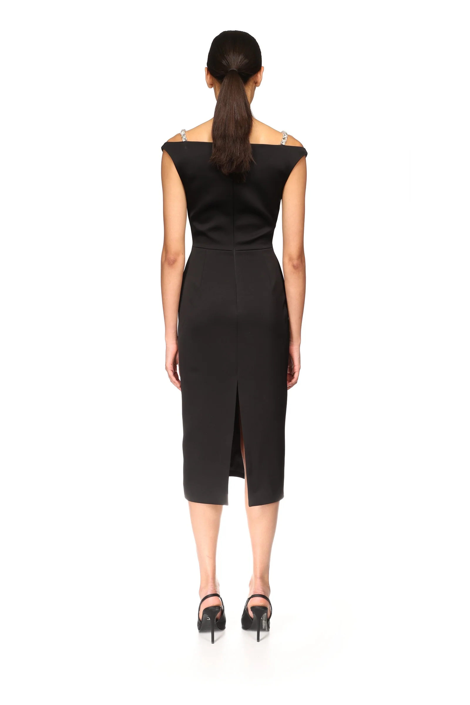 CRYSTAL STRAP DETAIL MIDI DRESS - Image 5