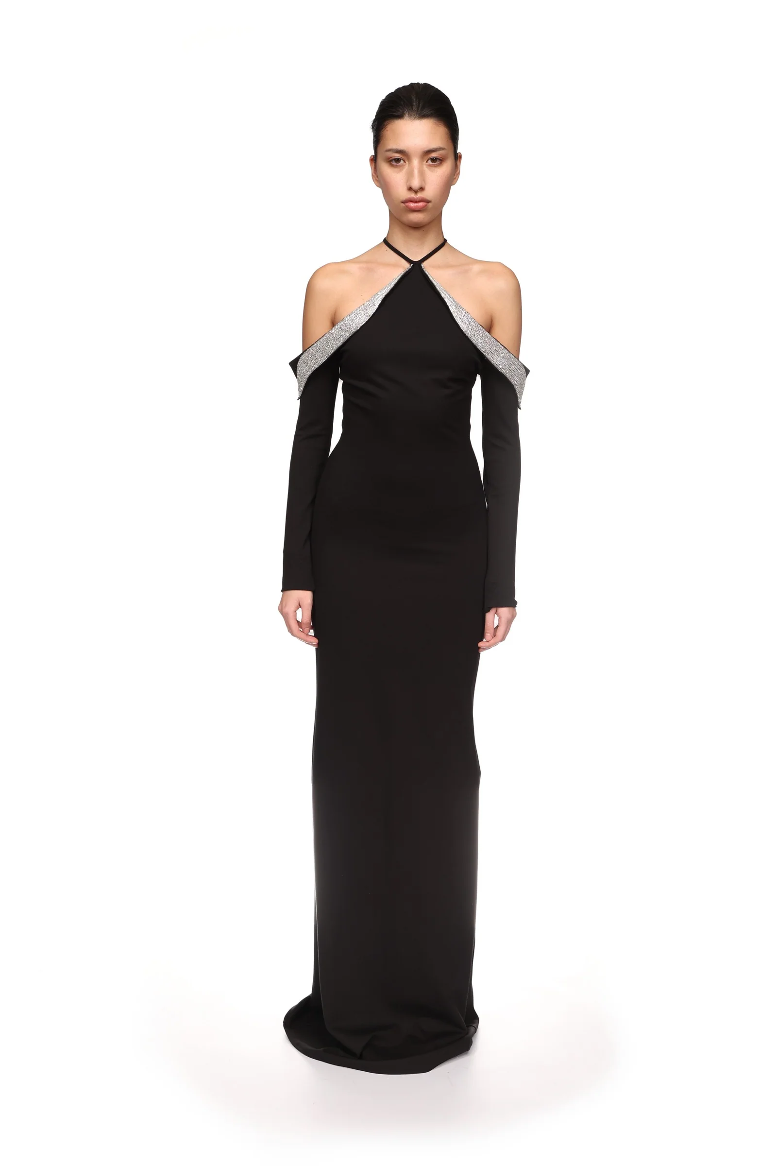 OFF THE SHOULDER CRYSTAL WINGS GOWN - Image 2