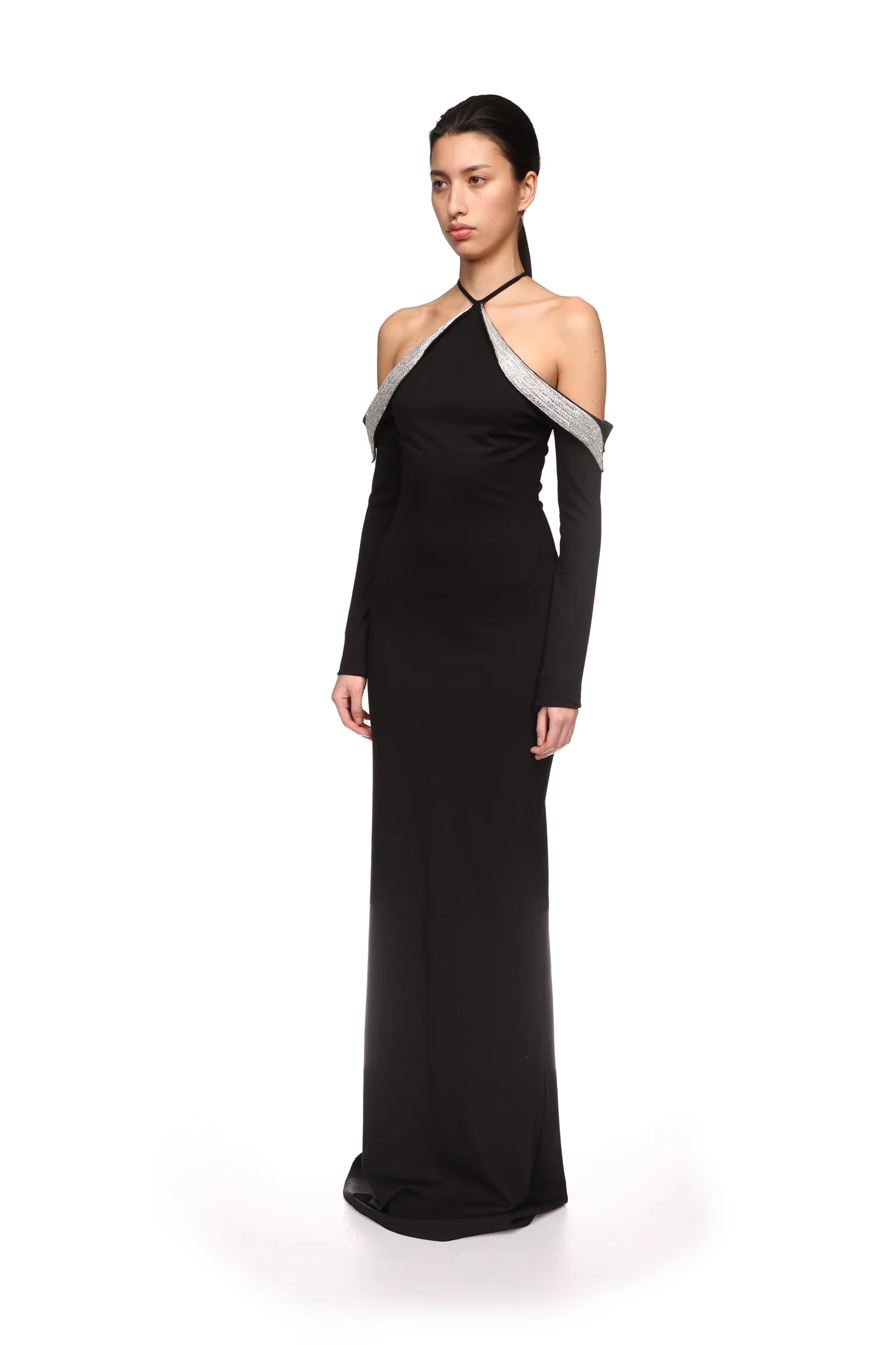 OFF THE SHOULDER CRYSTAL WINGS GOWN - Image 3