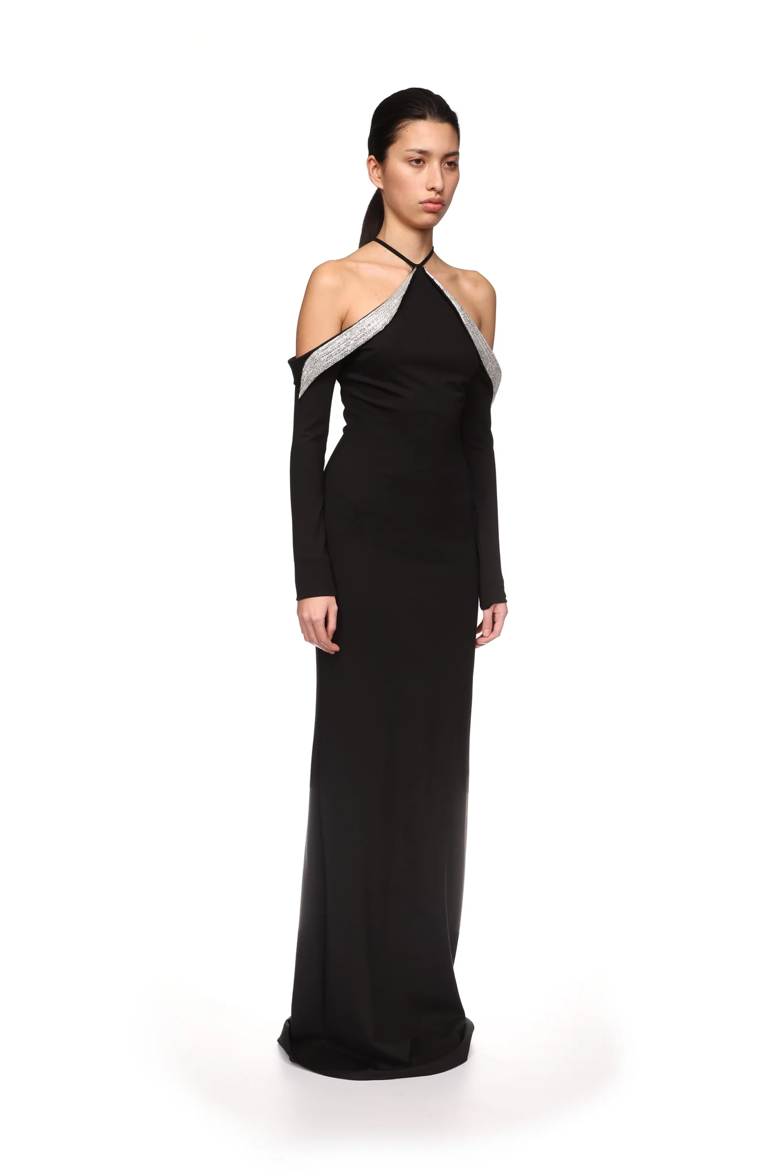 OFF THE SHOULDER CRYSTAL WINGS GOWN - Image 4