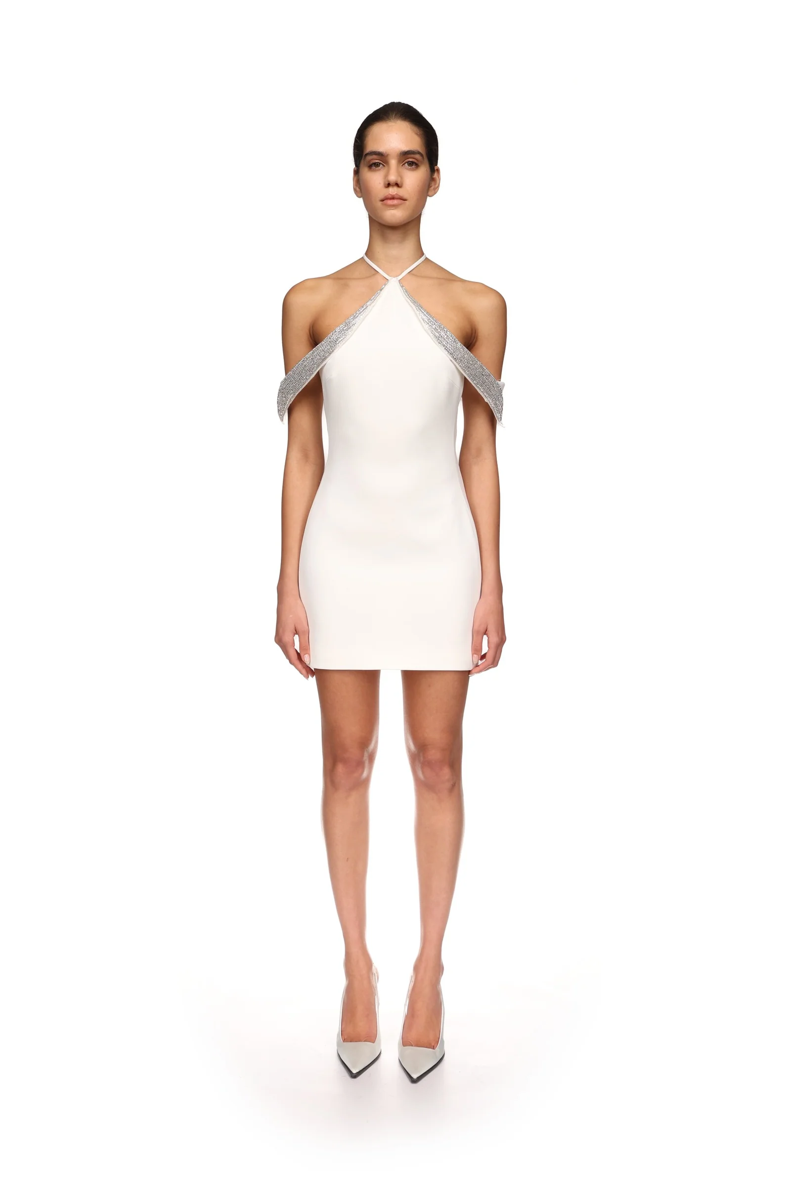 OFF THE SHOULDER CRYSTAL WINGS MINI DRESS - Image 2