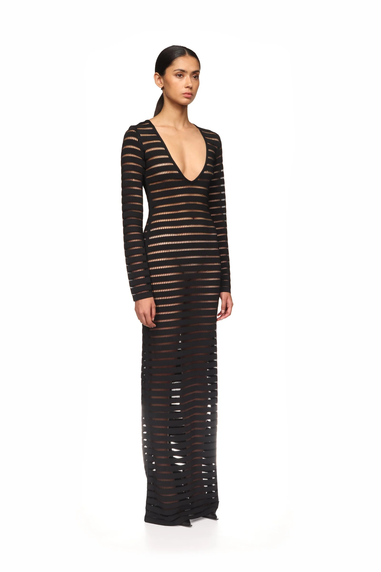 STRIPED CUTOUT KNIT GOWN - Image 4