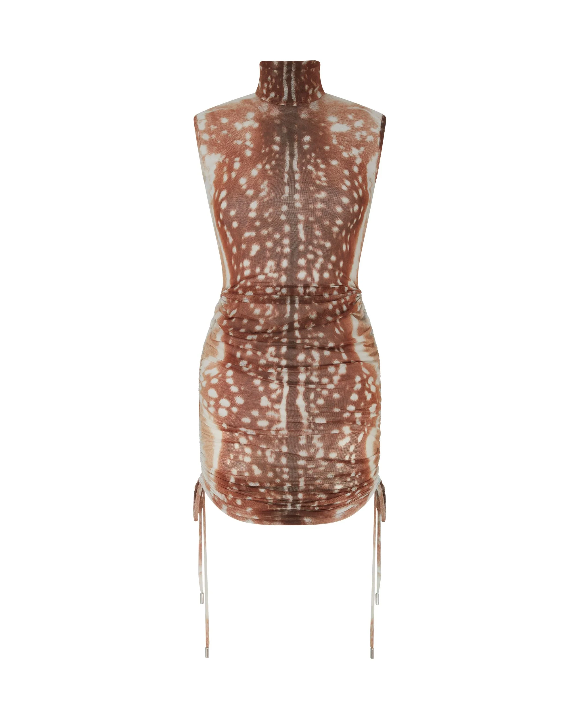 DEER HIDE PRINT RUSHED MINI DRESS