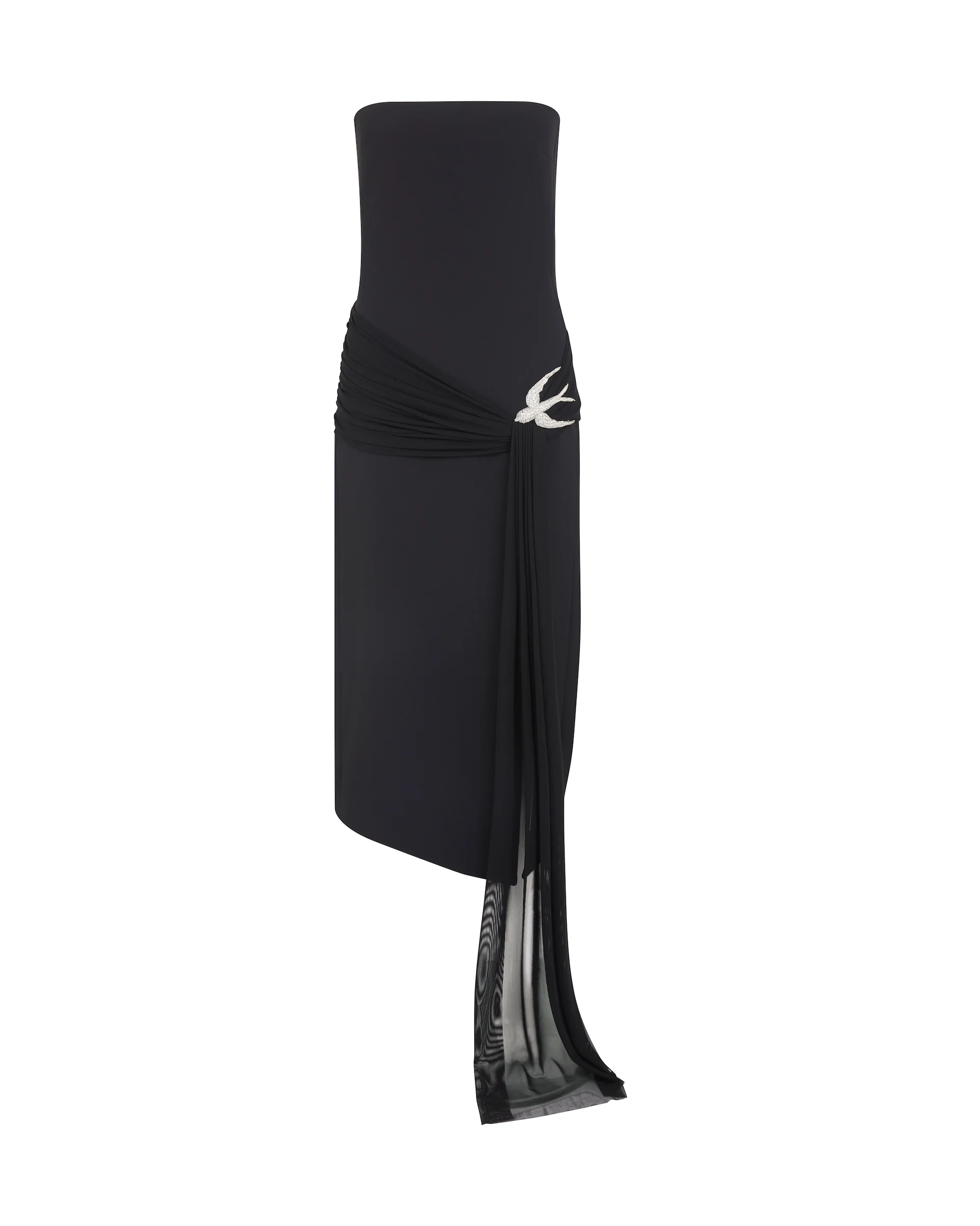 SLEEVELESS MIDI DRESS WITH CRYSTAL HUMMINGBIRD