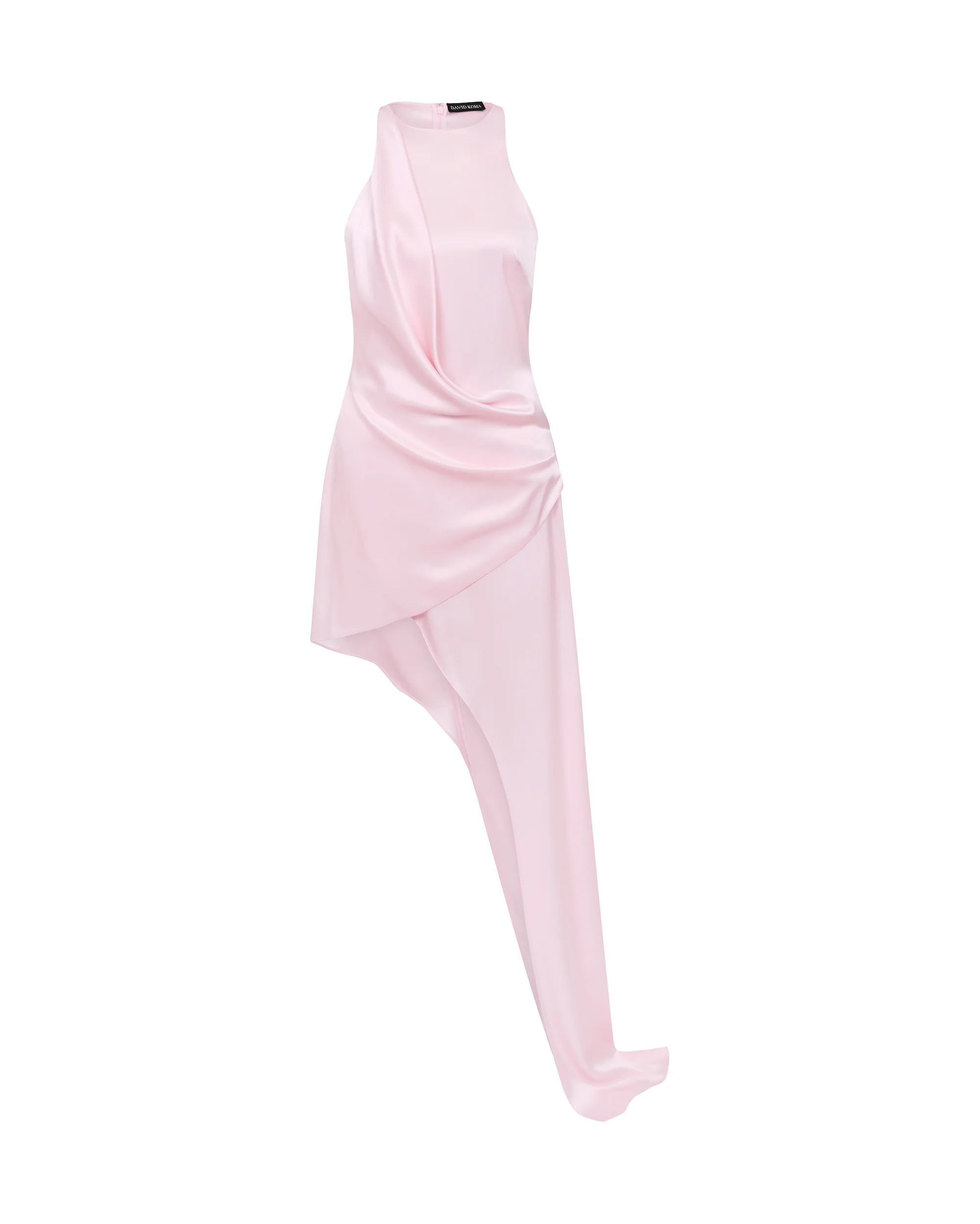 ASYMMETRIC SATIN DRAPE GOWN