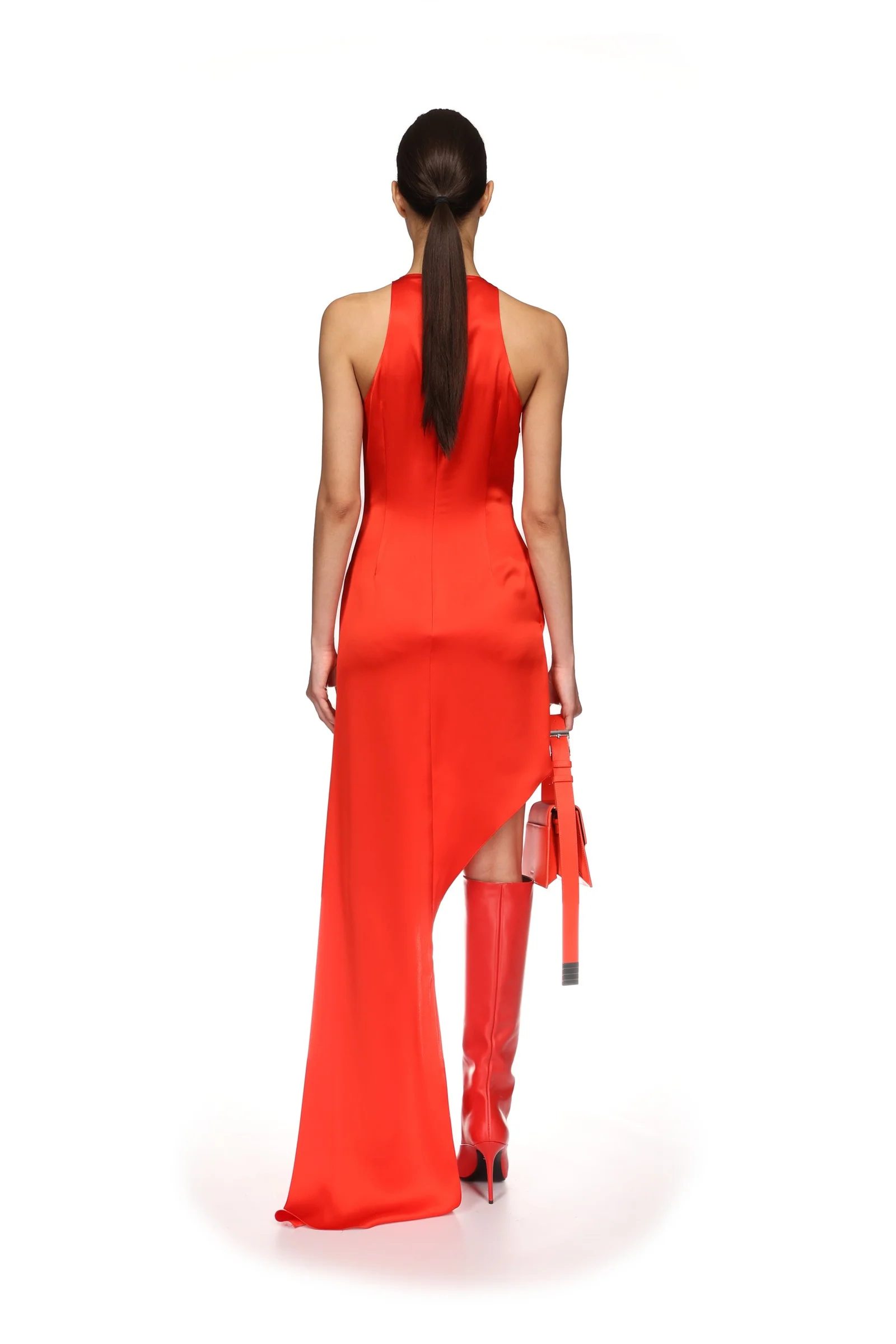ASYMMETRIC SATIN DRAPE GOWN - Image 5