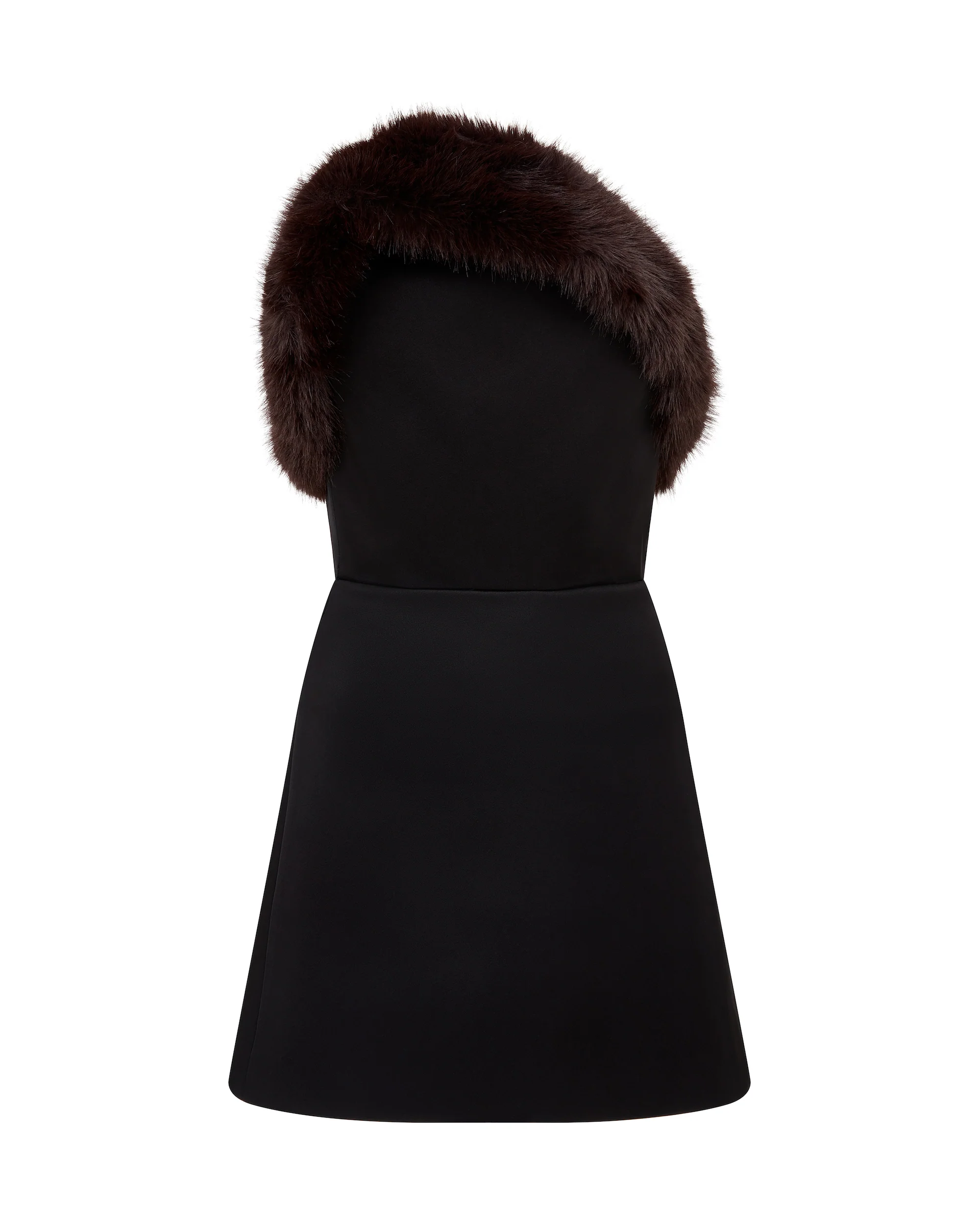 FAUX-FUR TRIM STRAPLESS MINI DRESS